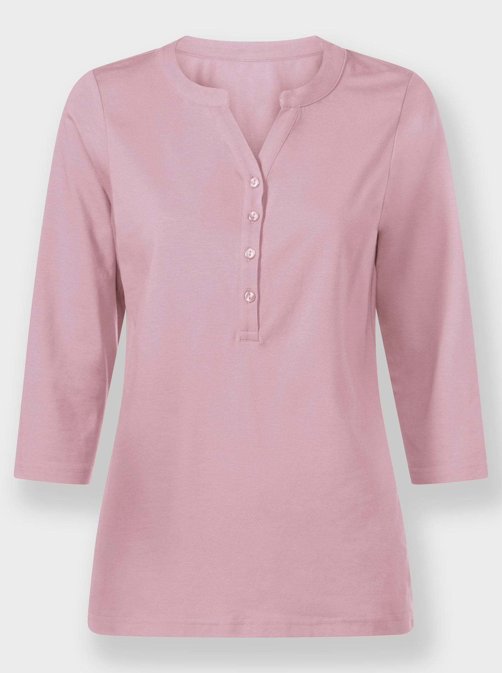 Shirt met 3/4-mouwen en open V - roze