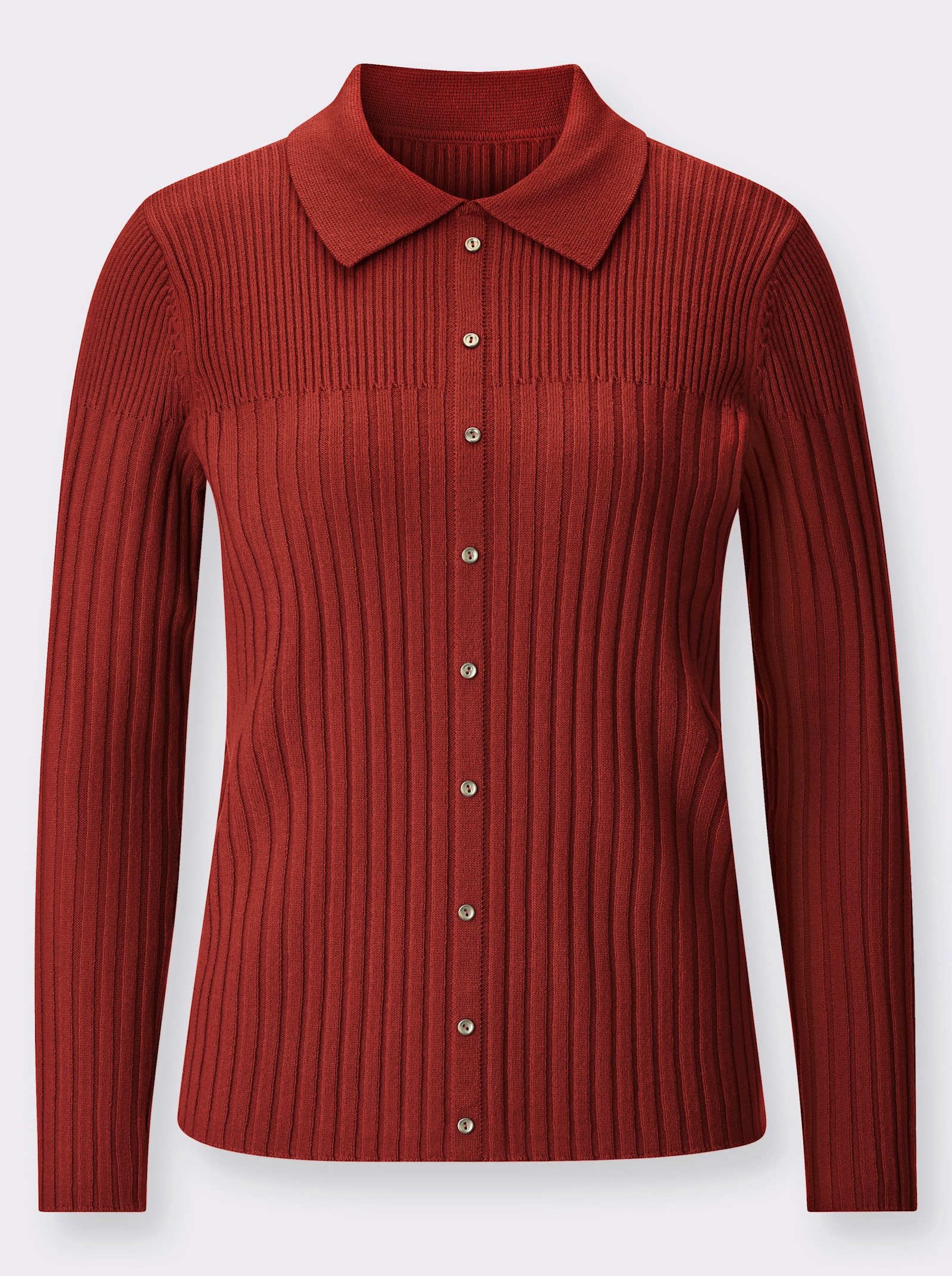 Polopullover mit geripptem Kragen - kirsche