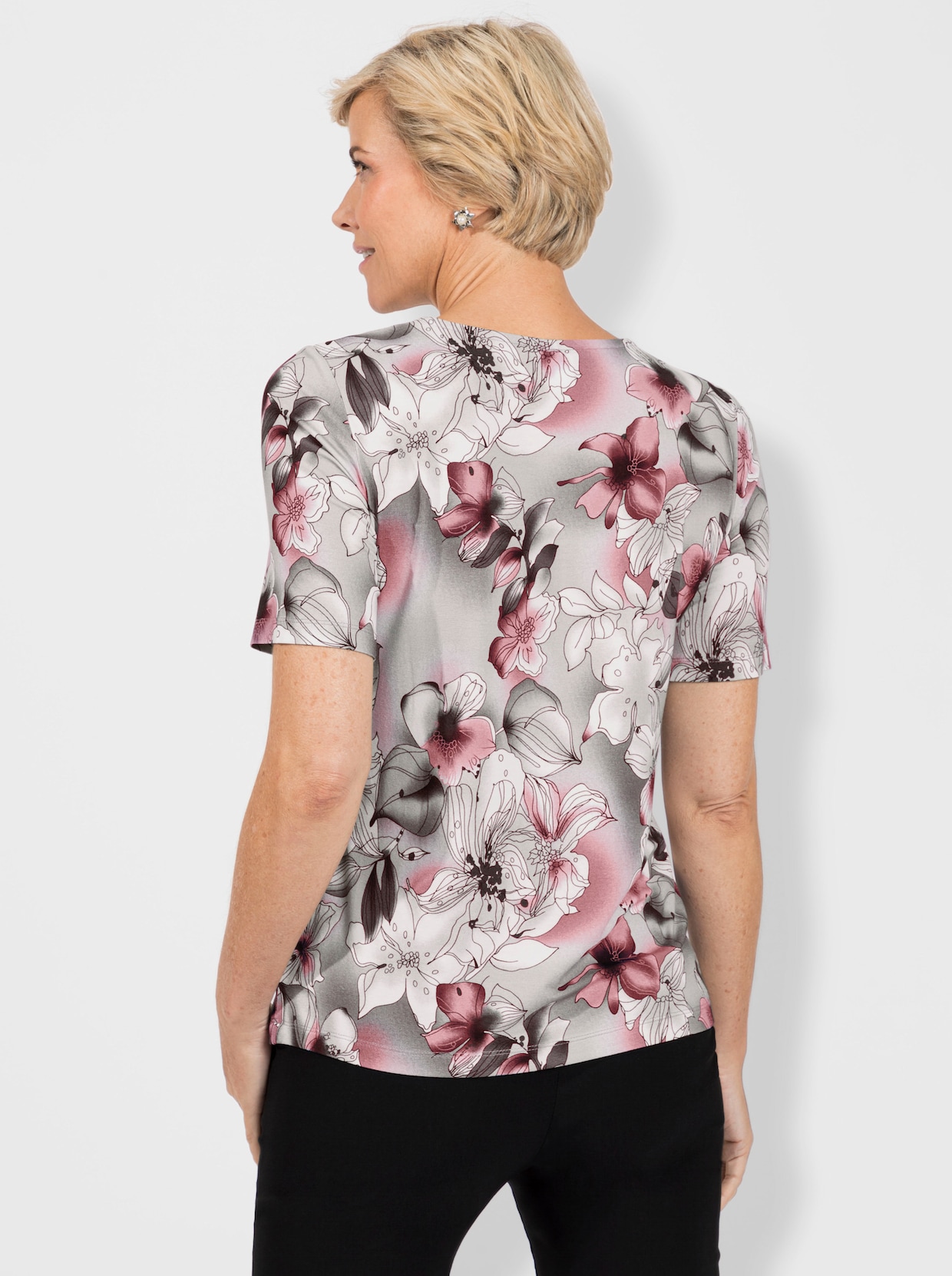 Shirt met korte mouwen - hortensia/steengrijs bedrukt