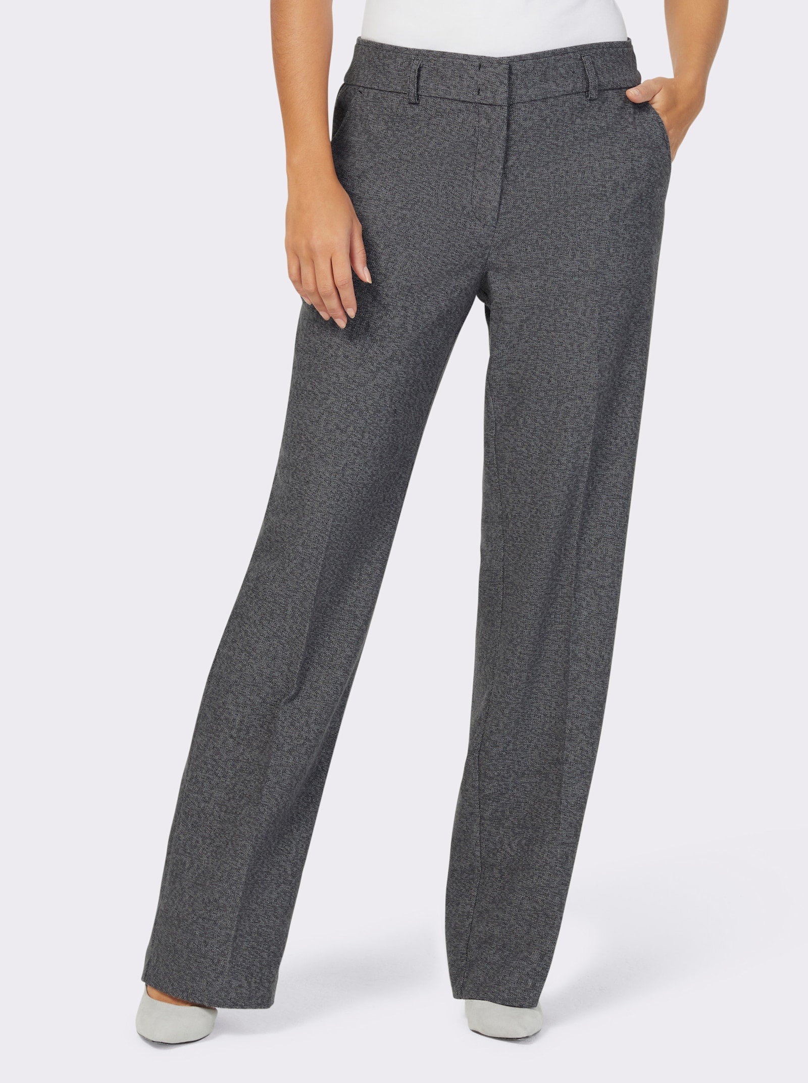 Bügelfaltenhose in Melange-Look - anthrazit-meliert