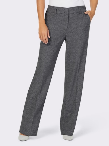 Broek met persplooien in gemêleerde look - antraciet gemêleerd