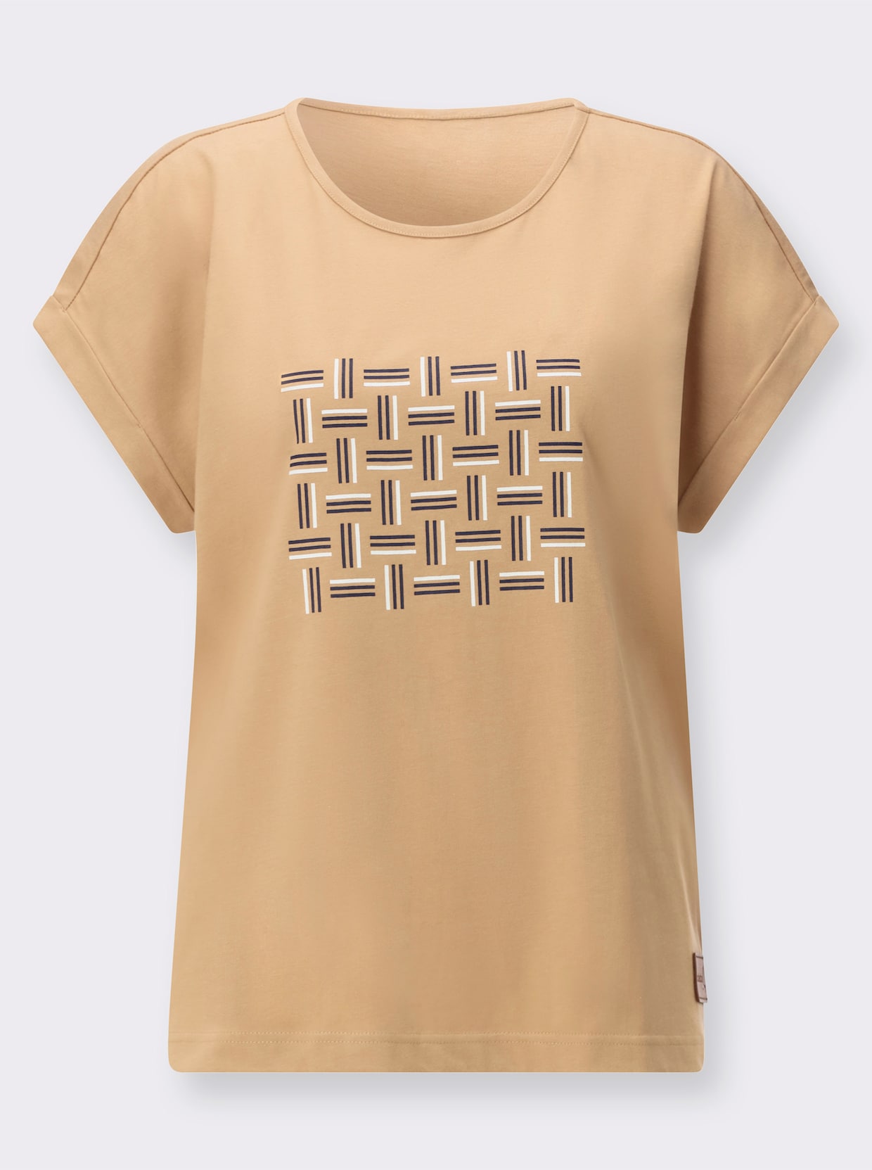 Shirt mit platziertem Druckmuster - camel-ecru-bedruckt