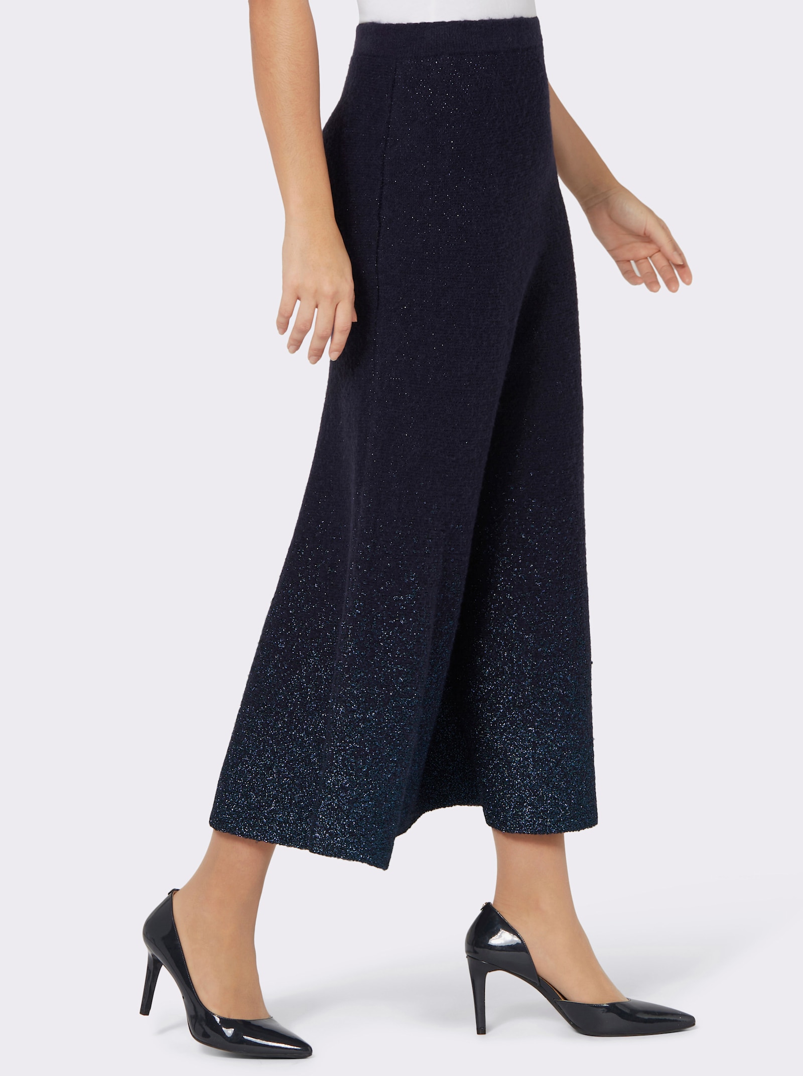 Gebreide rok met glansgaren - marine