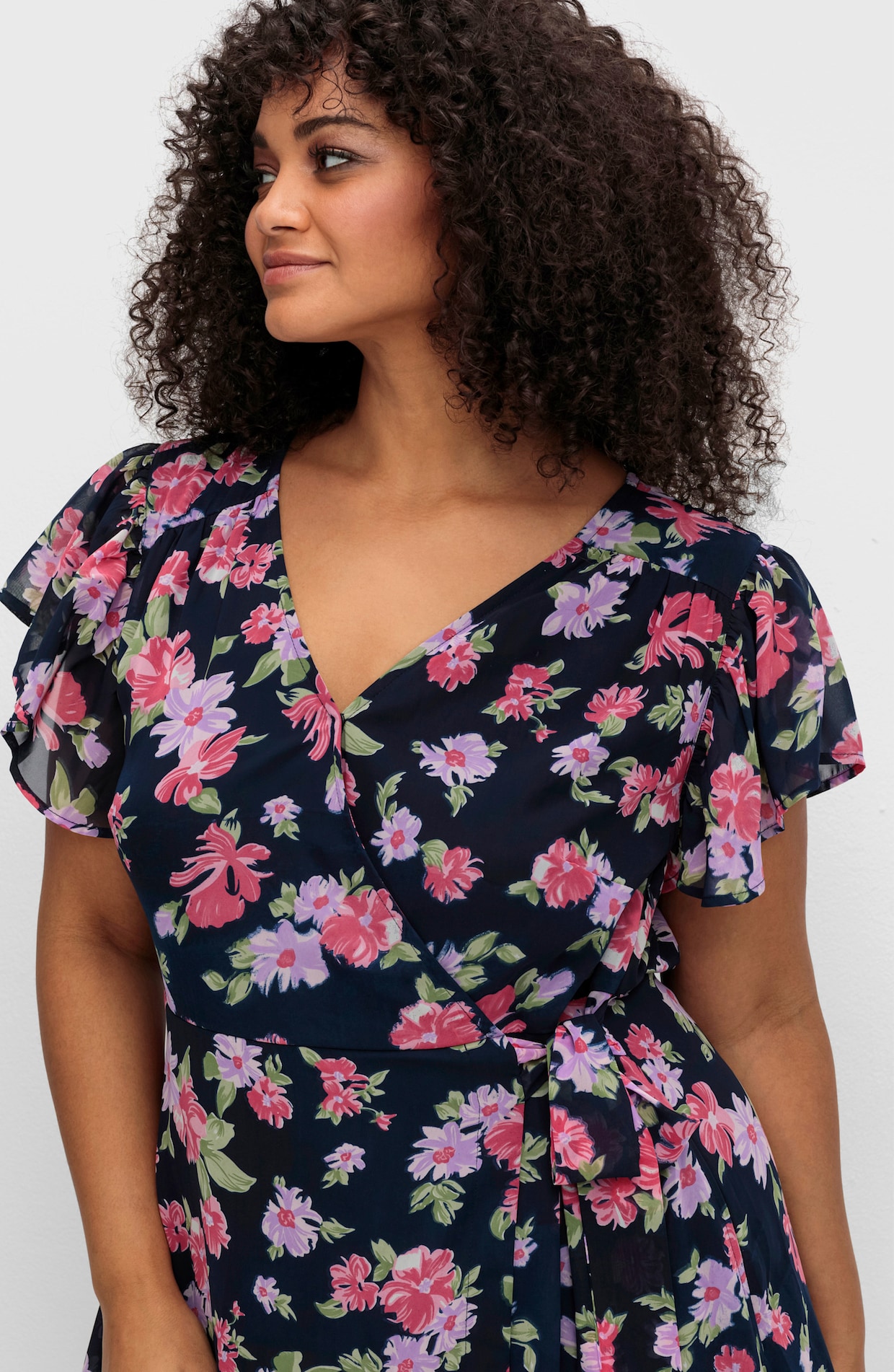 sheego by Joe Browns Chiffon jurk - blauw gedessineerd