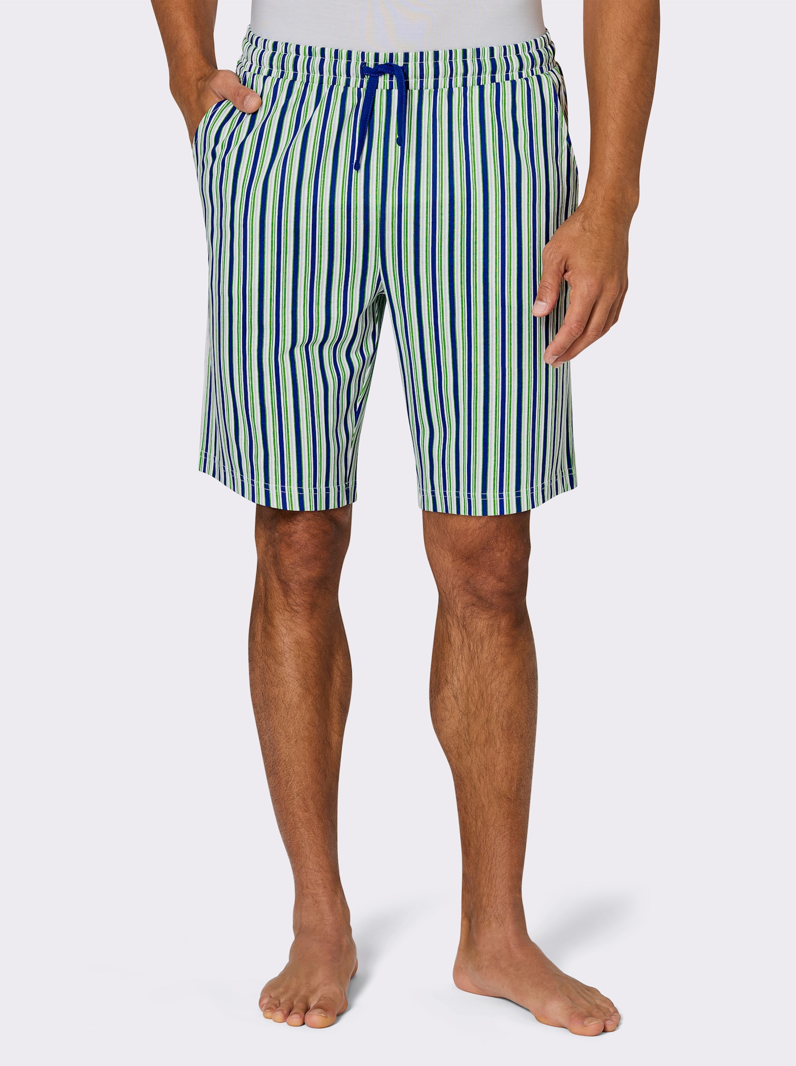 Hose kurz - royalblau-apfel-gestreift