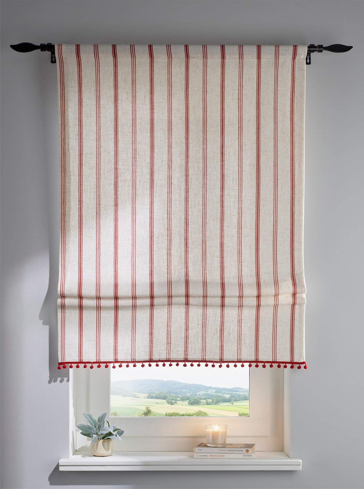 heine home vouwgordijn - naturel/rood