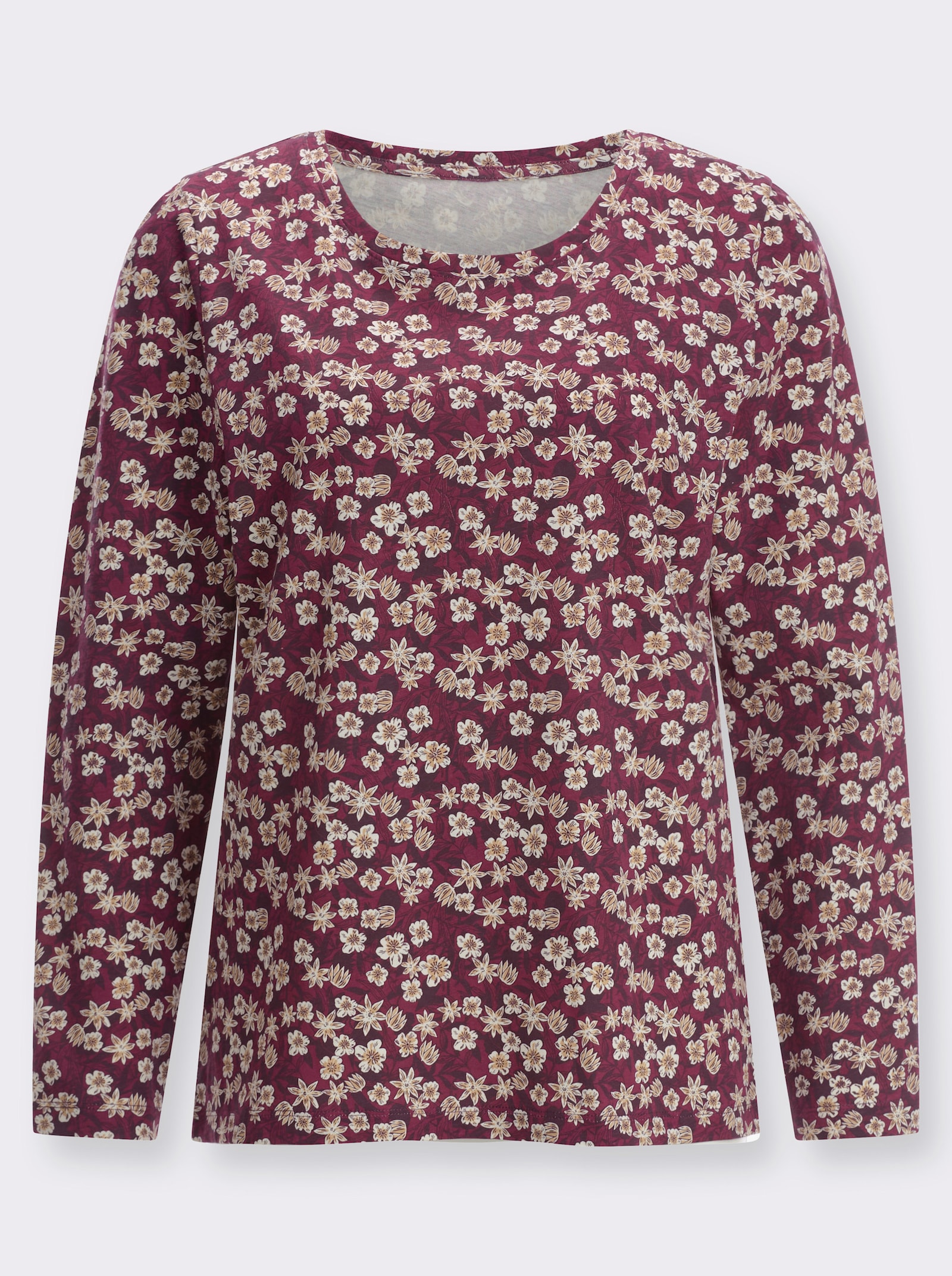 Langarmshirt mit floralem Druck - bordeaux-burgund-bedruckt