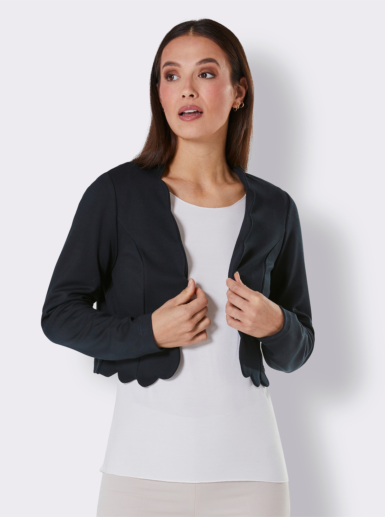 CREATION L PREMIUM Shirtjacke mit seidig-mattem Glanz - schwarz