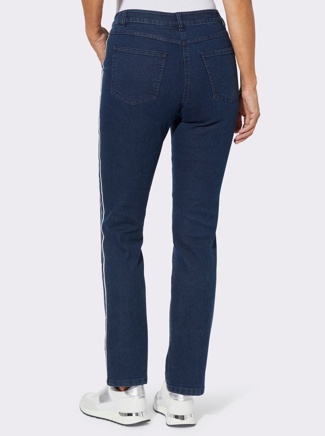 Jeans mit Galonstreifen - blue-stone-washed
