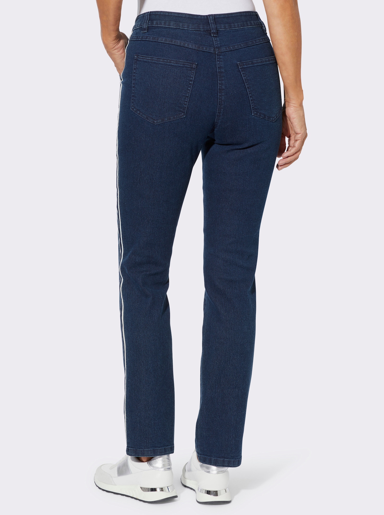 Jeans mit Galonstreifen - blue-stone-washed