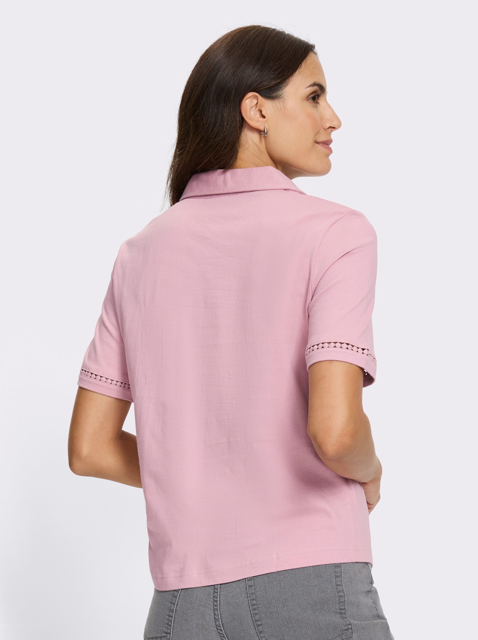 Poloshirt mit Knöpfen in Horn-Optik - mauve
