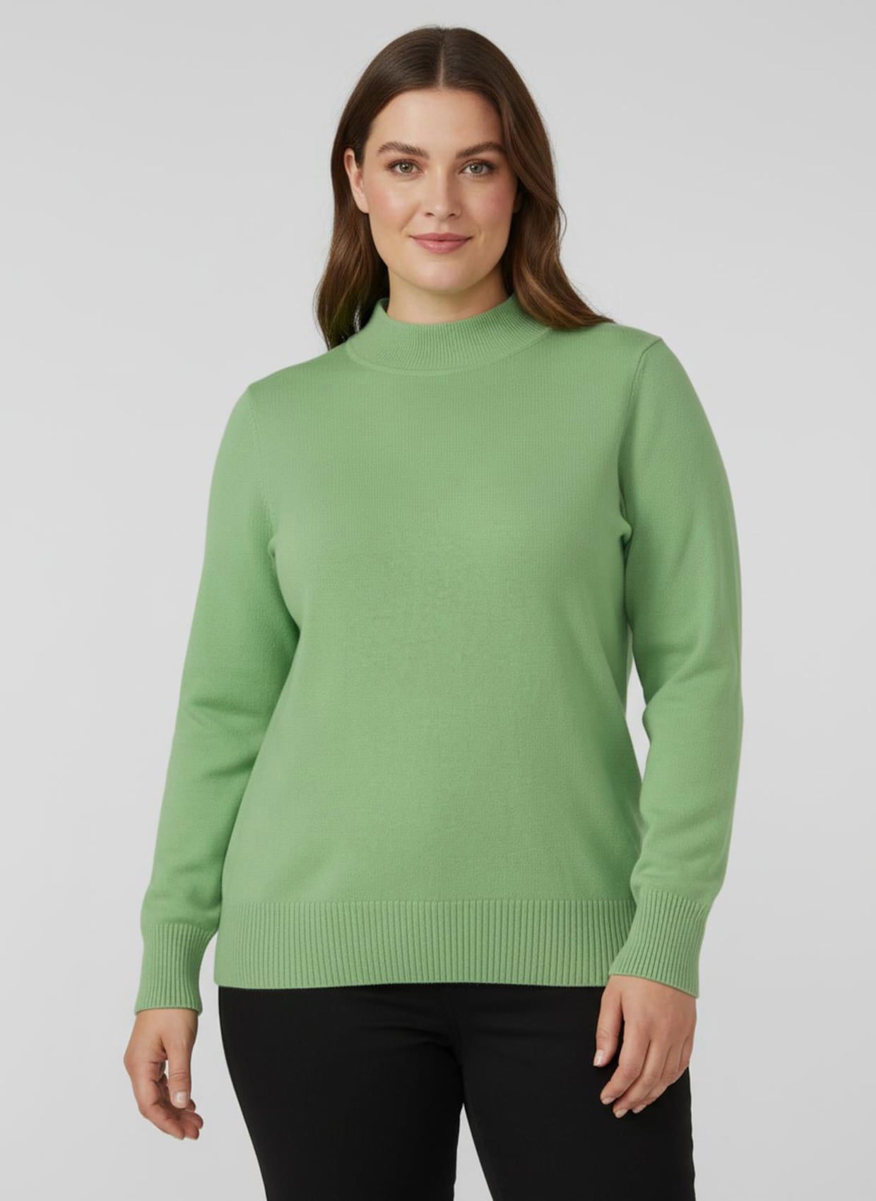 Stehkragenpullover mit Ripp-Abschlüssen - apfel