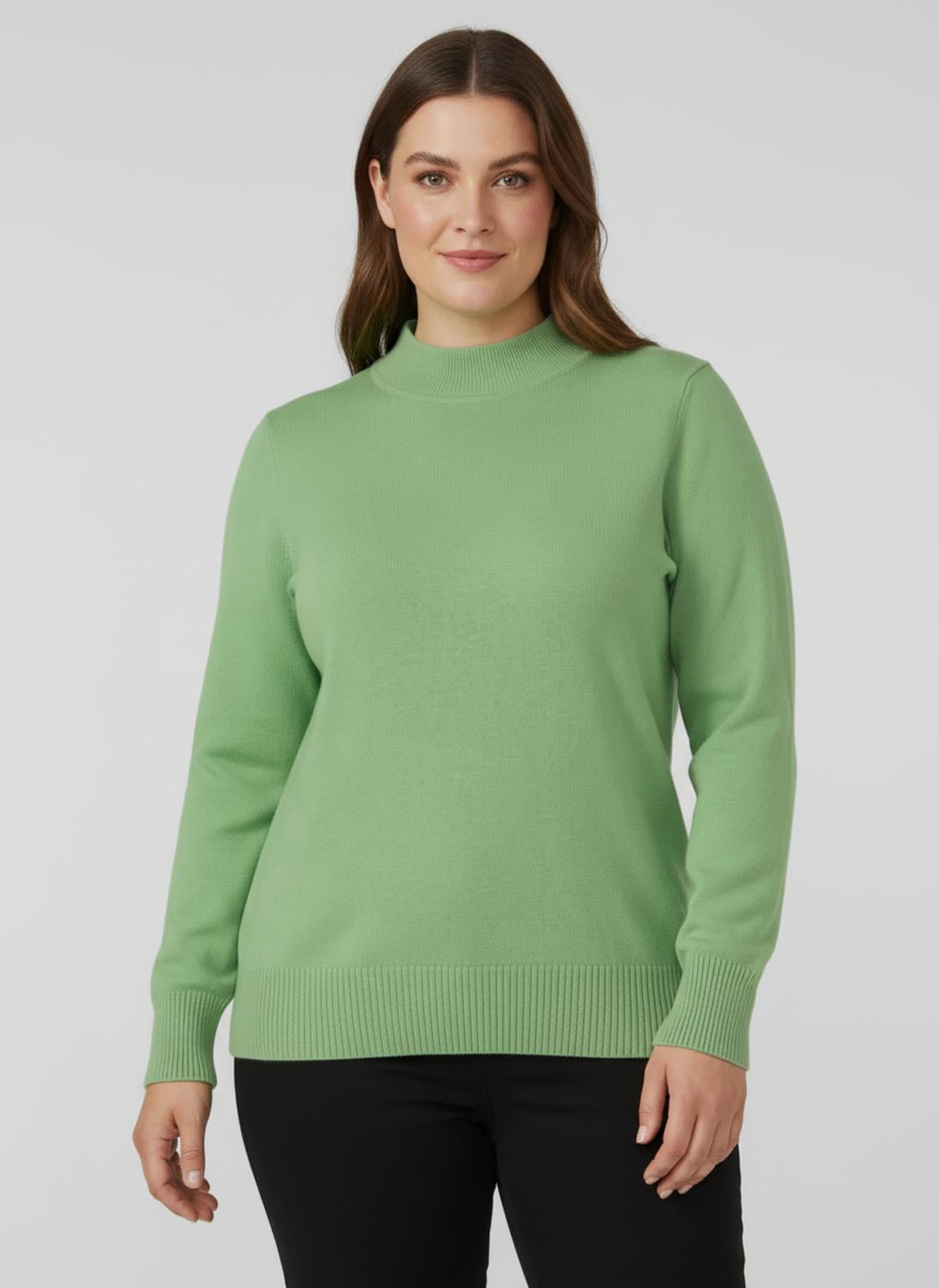 Stehkragenpullover mit Ripp-Abschlüssen - apfel