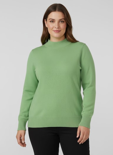 Stehkragenpullover mit Ripp-Abschlüssen - apfel