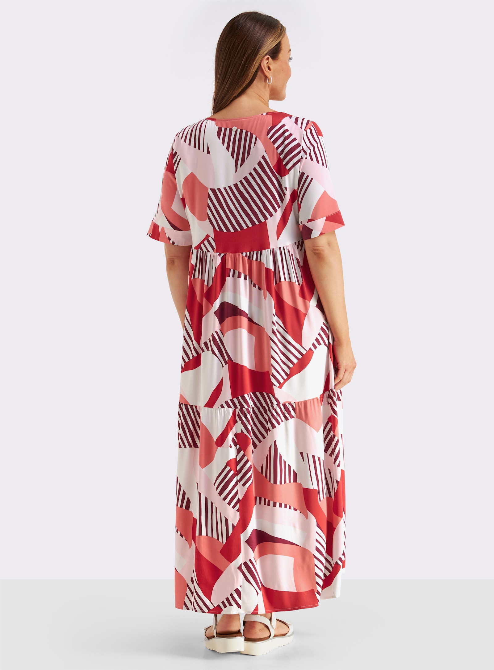 sheego A-Linien-Kleid mit Grafikprint - erdbeere-koralle-bedruckt