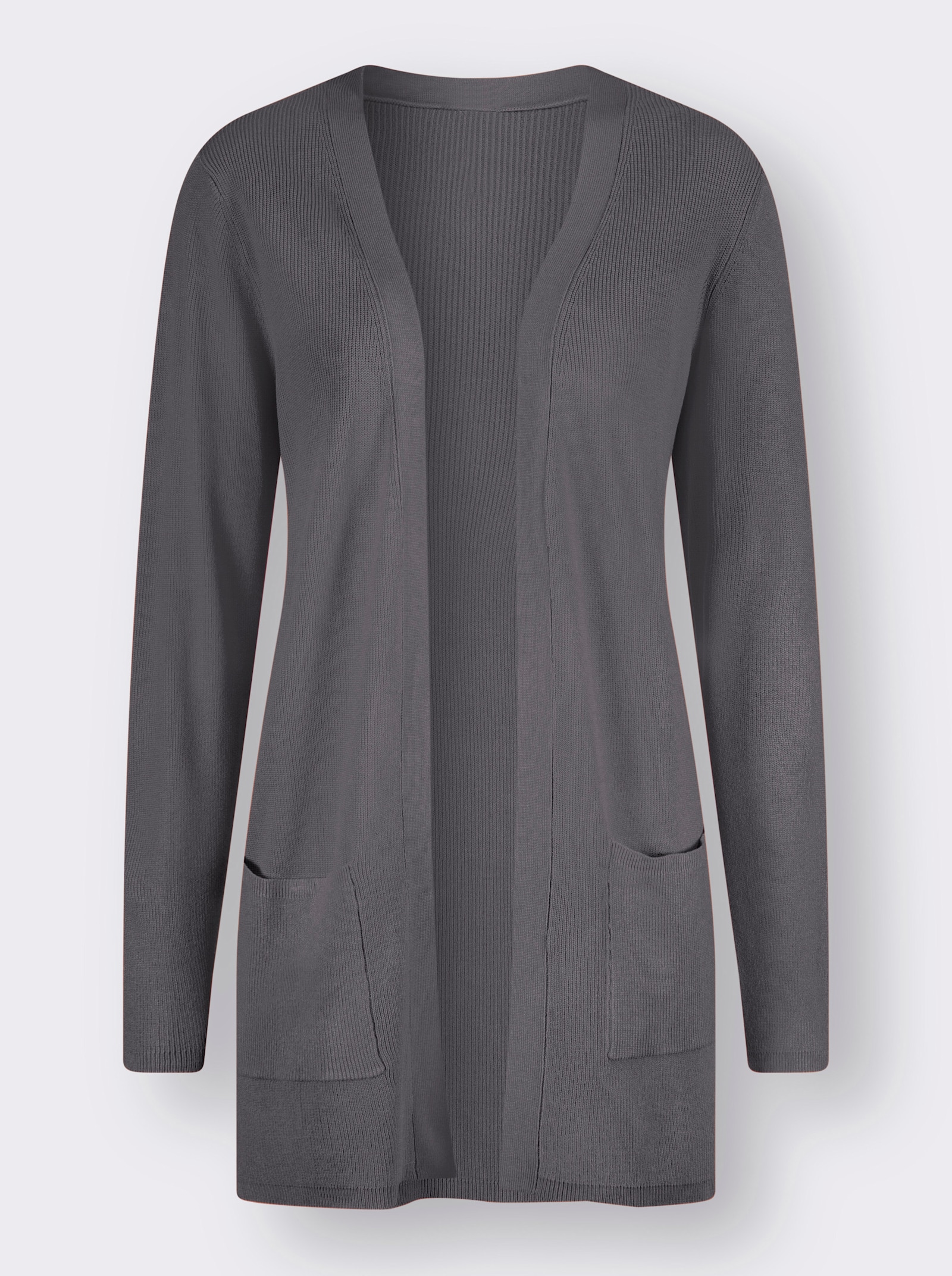 Longstrickjacke in Viskose-Qualität - anthrazit