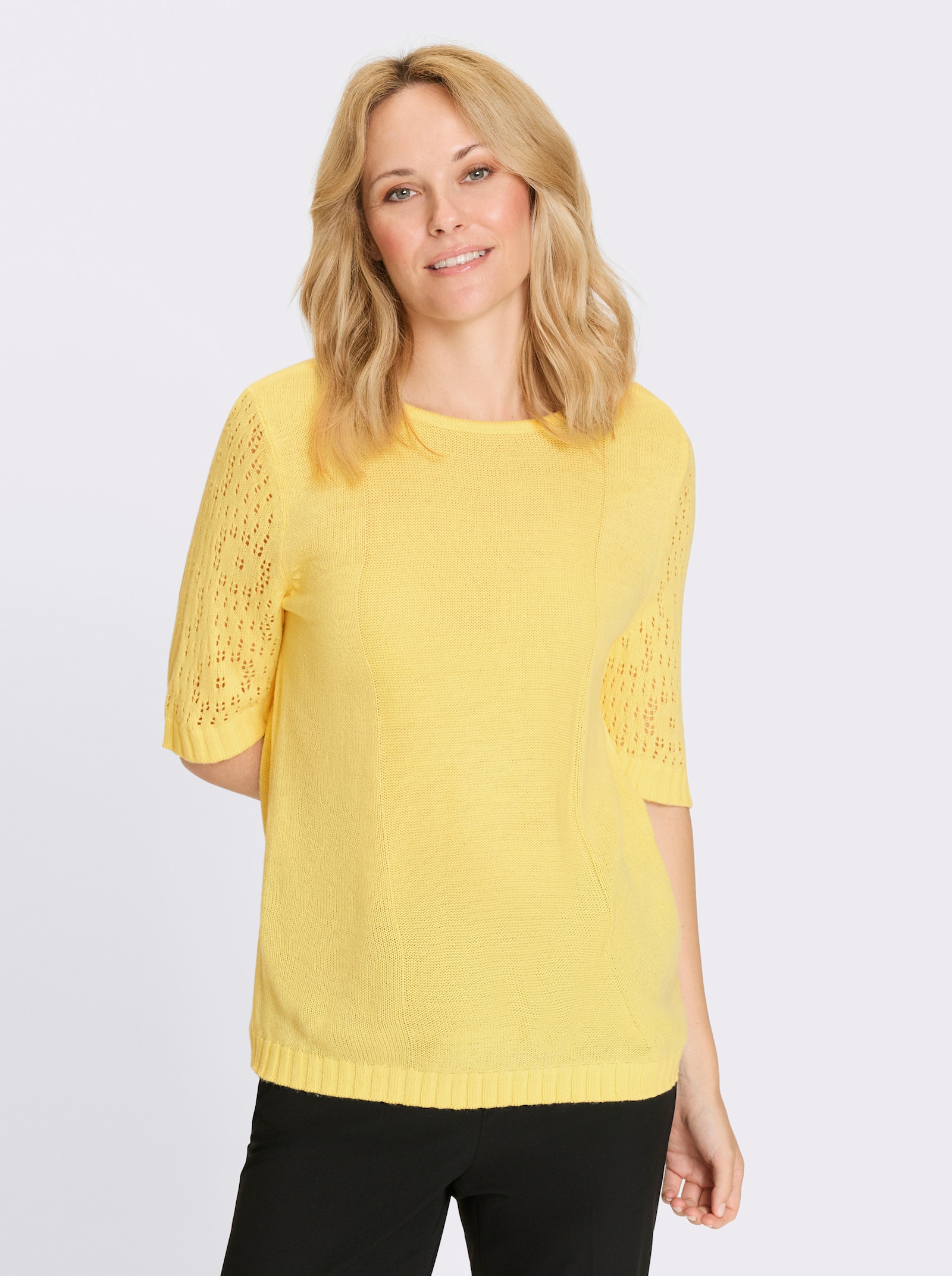 Pullover mit halblangen Ärmeln - zitrone