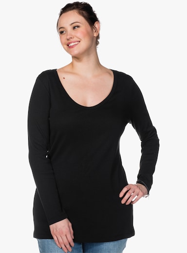 sheego Langarmshirt - schwarz