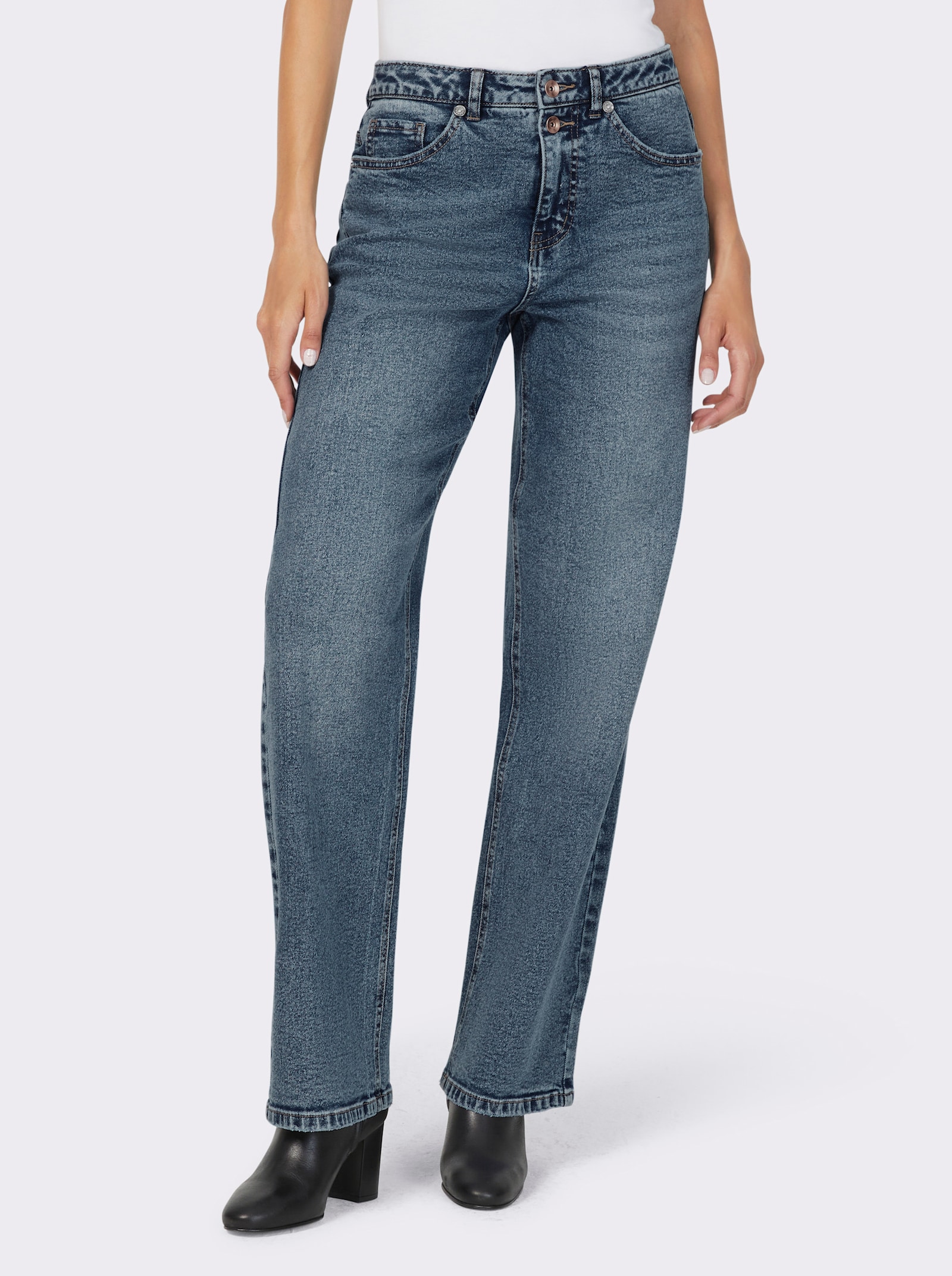 heine 5-Pocket-Jeans mit Ziernieten - blue-bleached