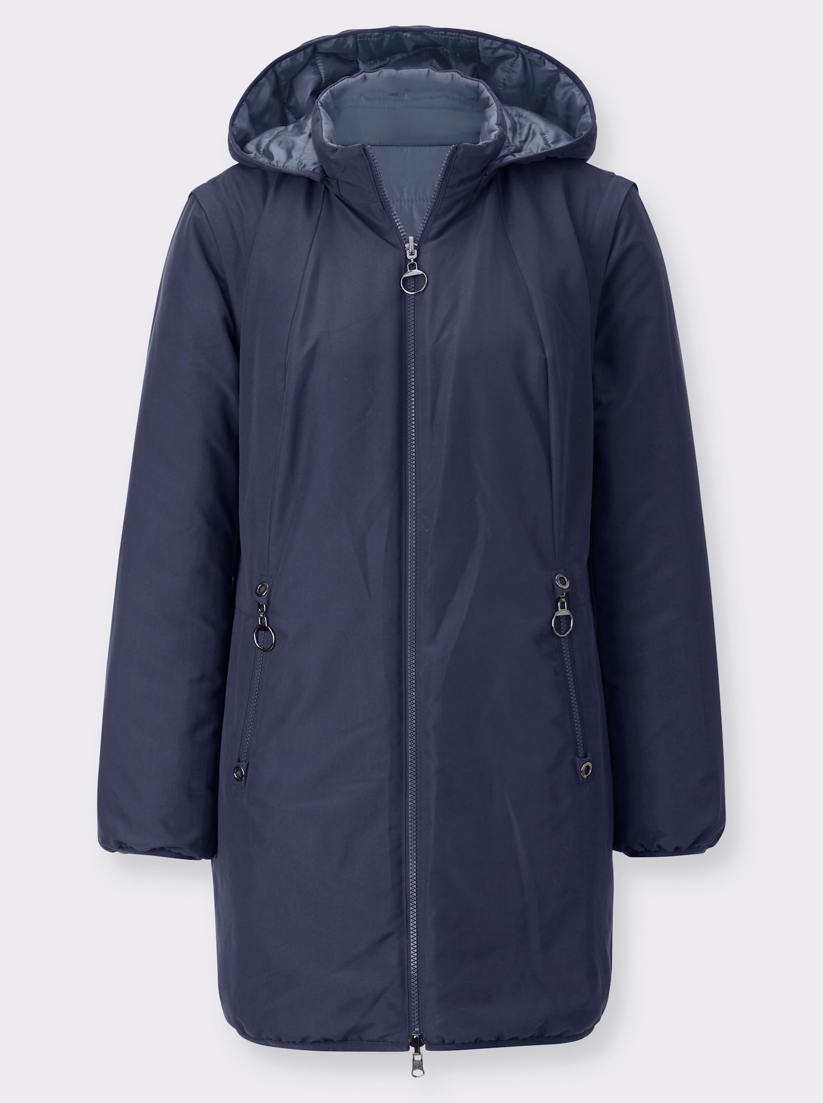 Longjacke mit Wendefunktion - rauchblau
