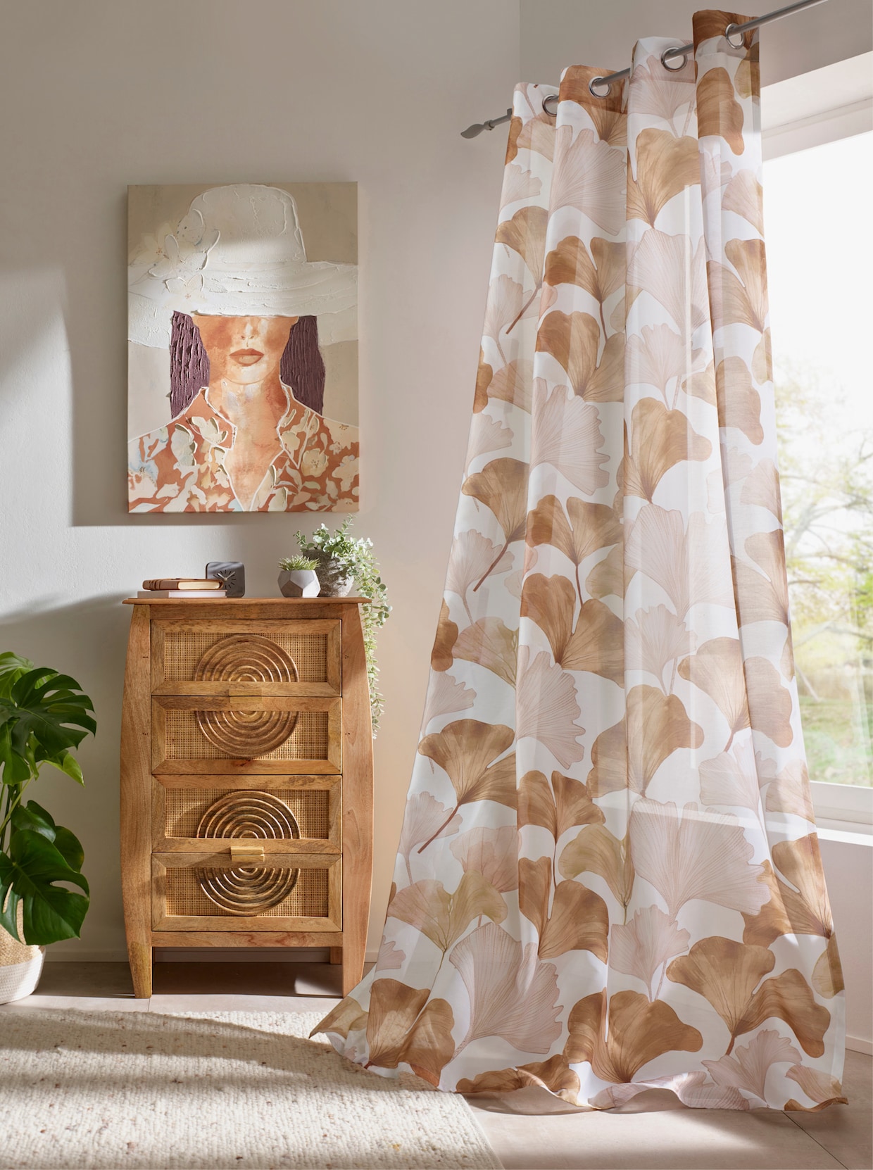 heine home Decoratieve vitrage - wit/bruin