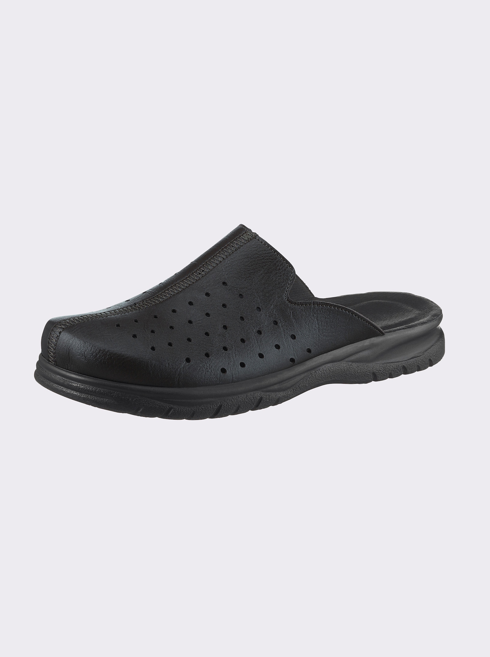 Pantoffel mit Perforation - schwarz
