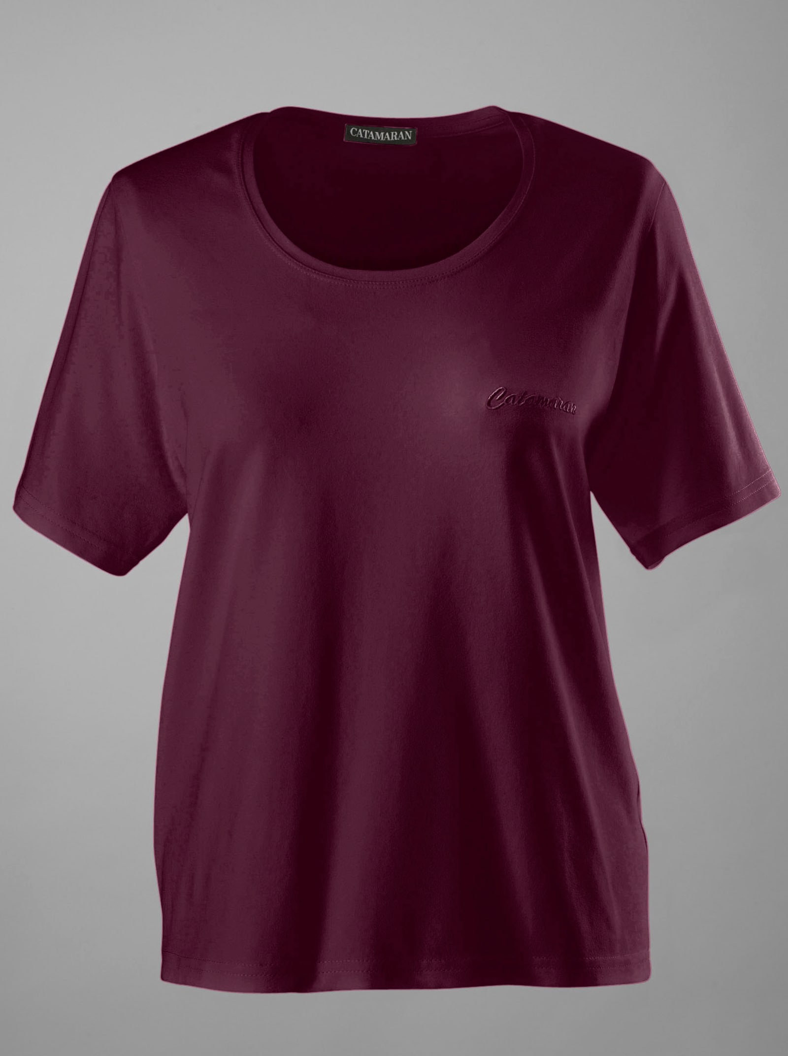 Catamaran Sports Sportshirt met borduursel - bordeaux + grafiet