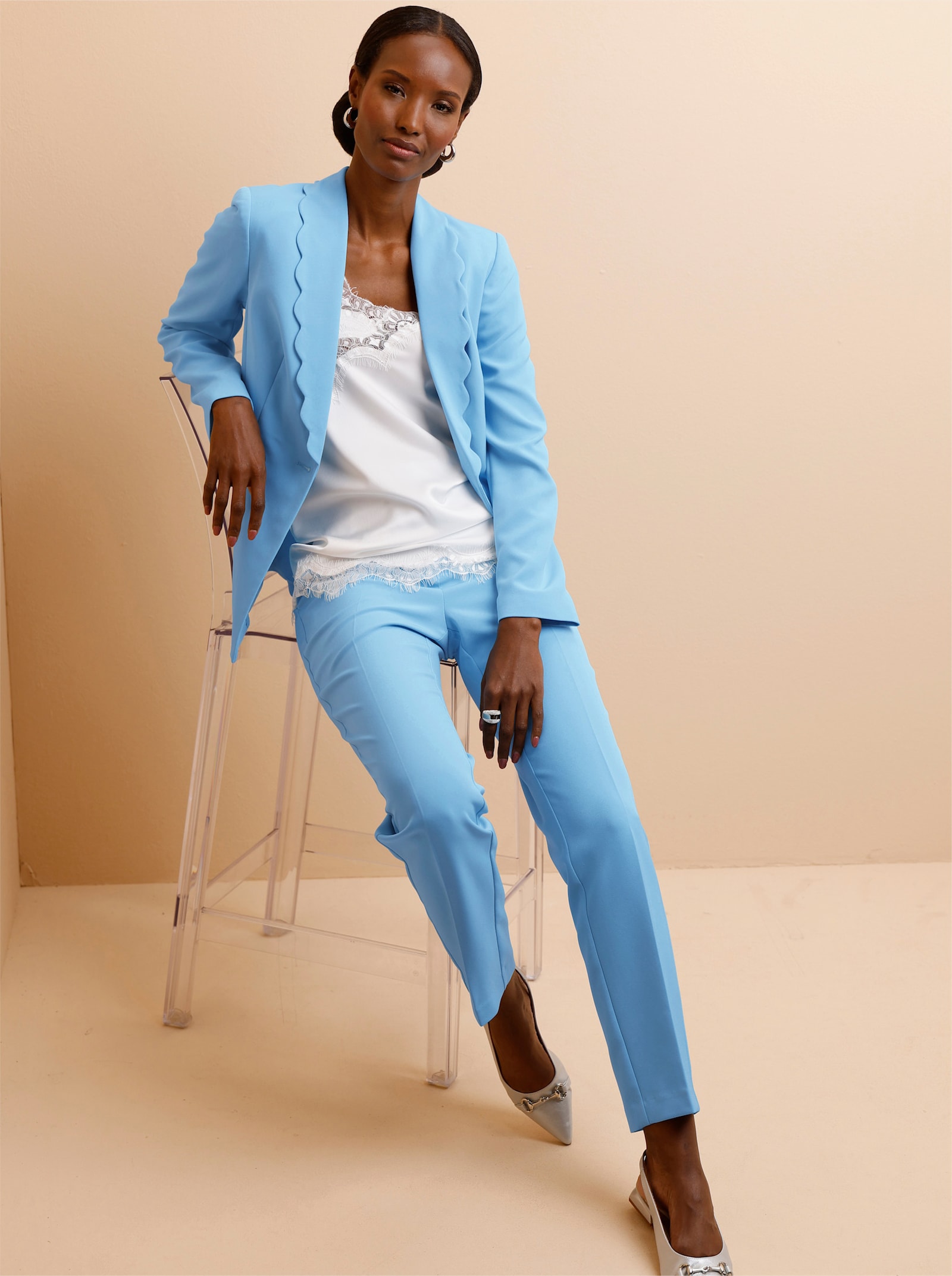 Blazer aus Strukturware - aqua