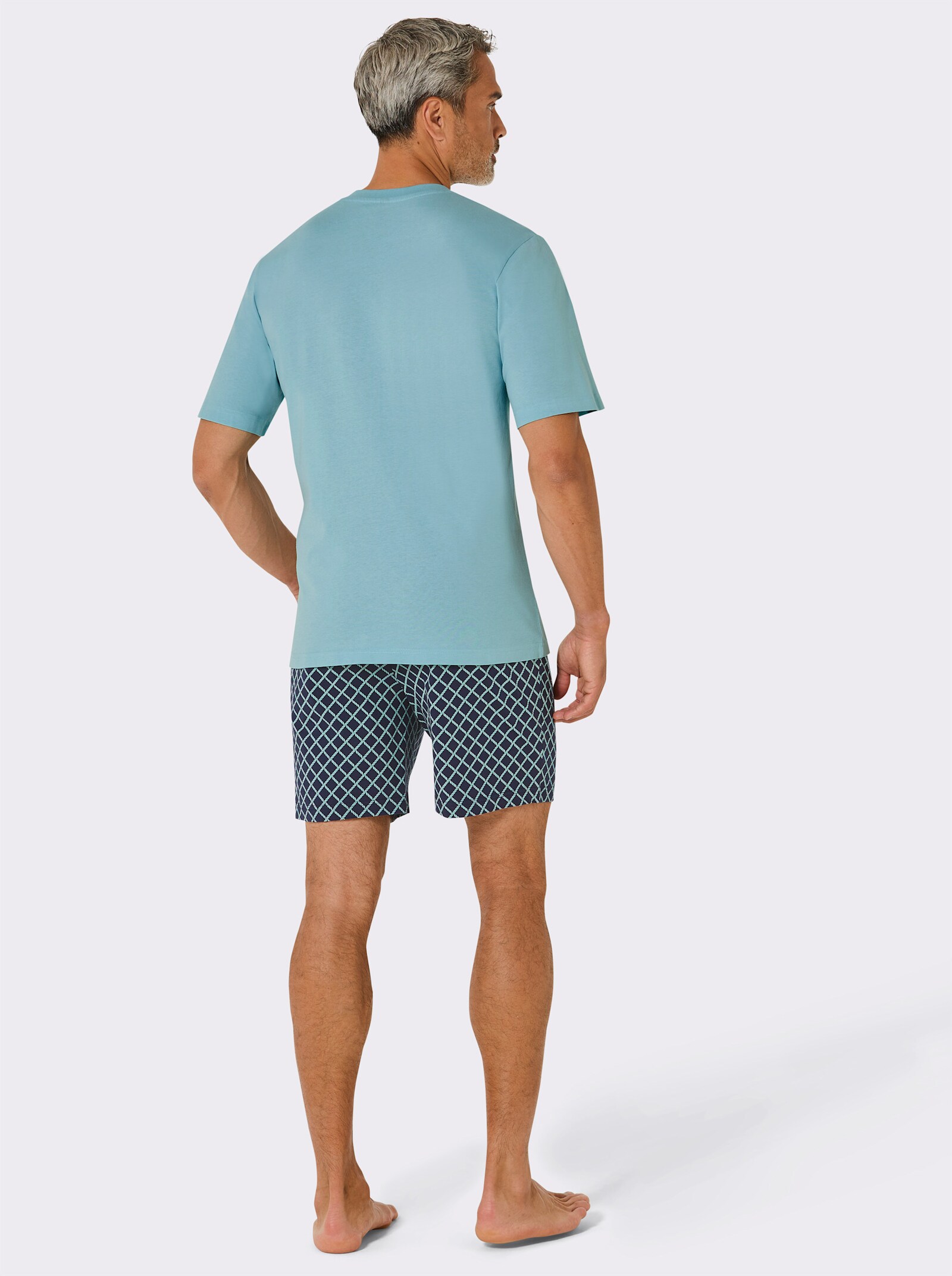 Comte Shorty mit karierter Hose - mint-marine-bedruckt