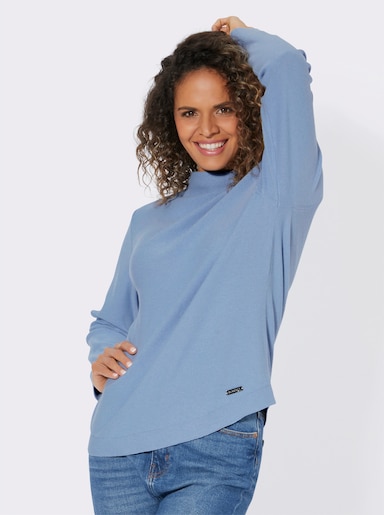 Langarm-Pullover aus reiner Baumwolle - bleu