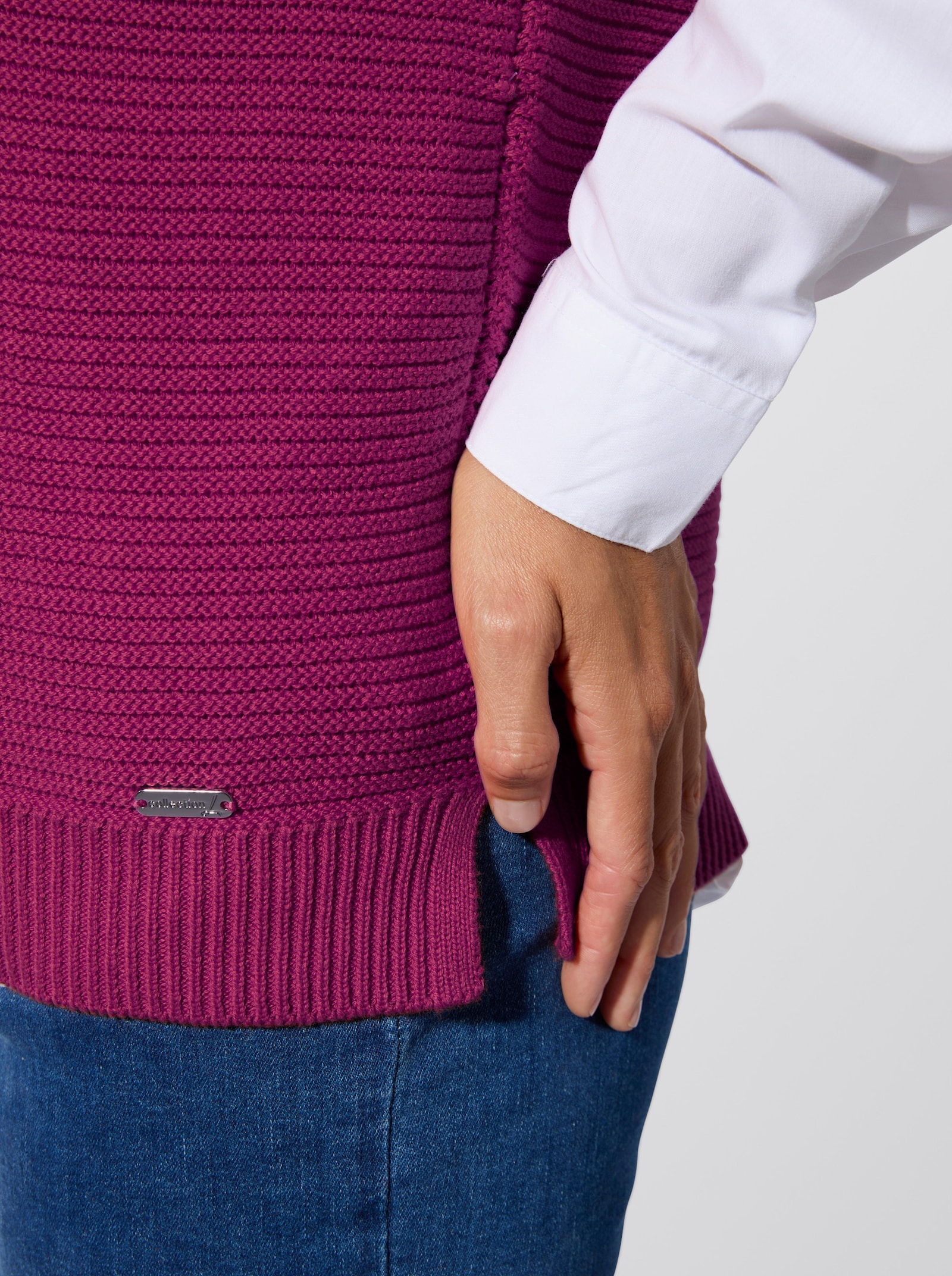 Pullunder im Ajour-Strickmuster-Mix - magenta