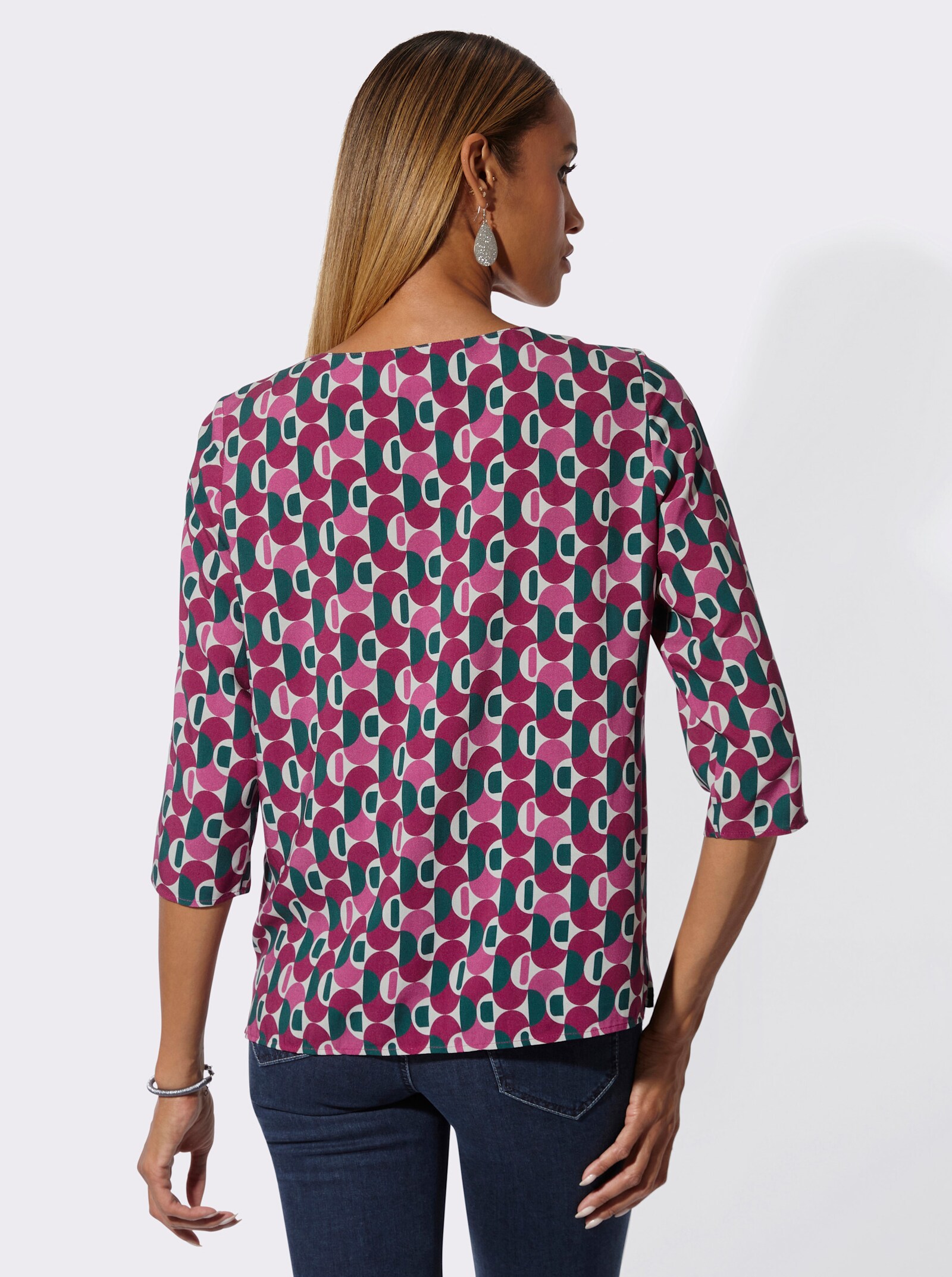 Druckbluse mit Seitenschlitzen - erika-malve-bedruckt