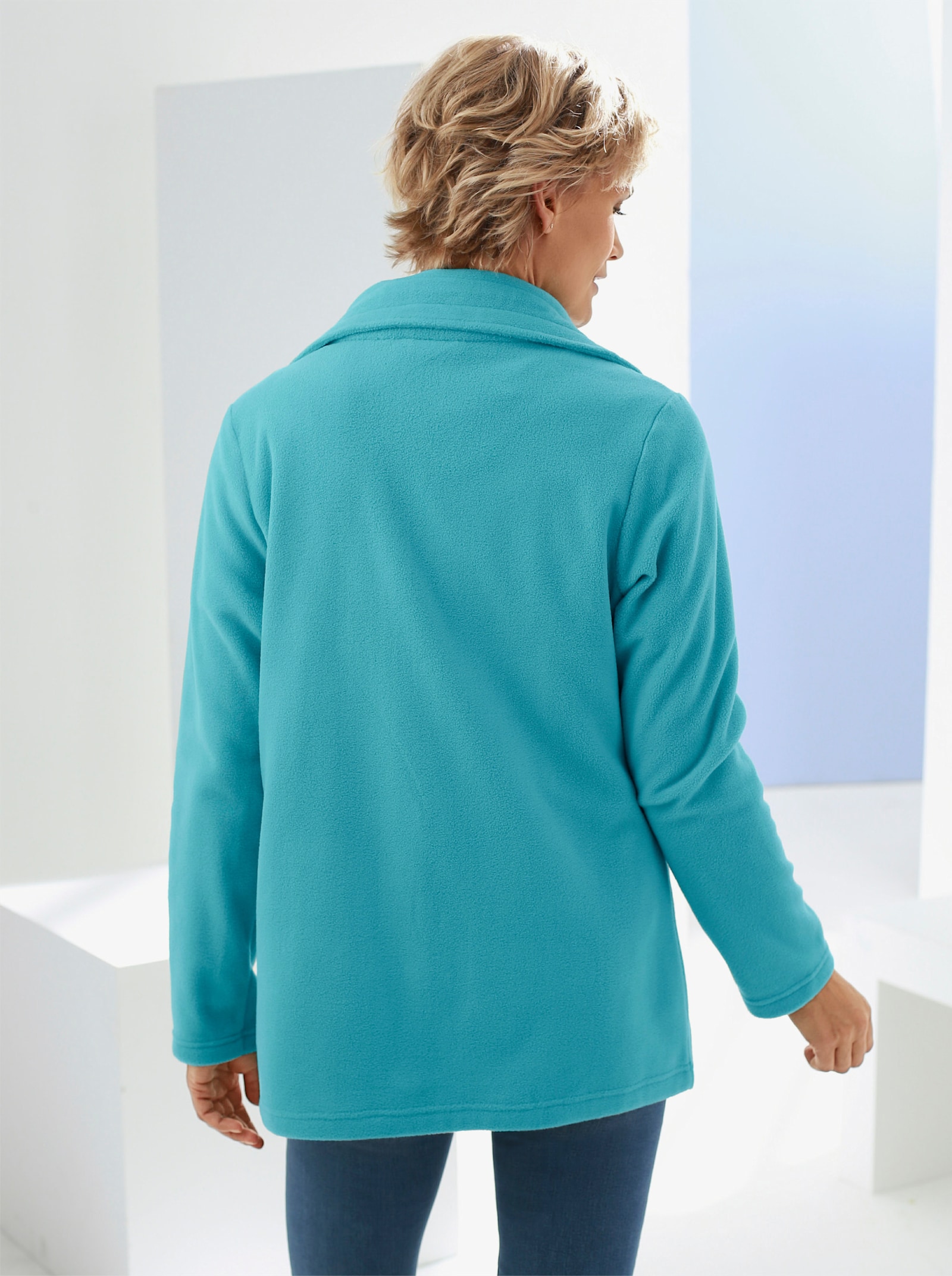 Fleecejacke mit 2-Wege-Reißverschluss - aqua