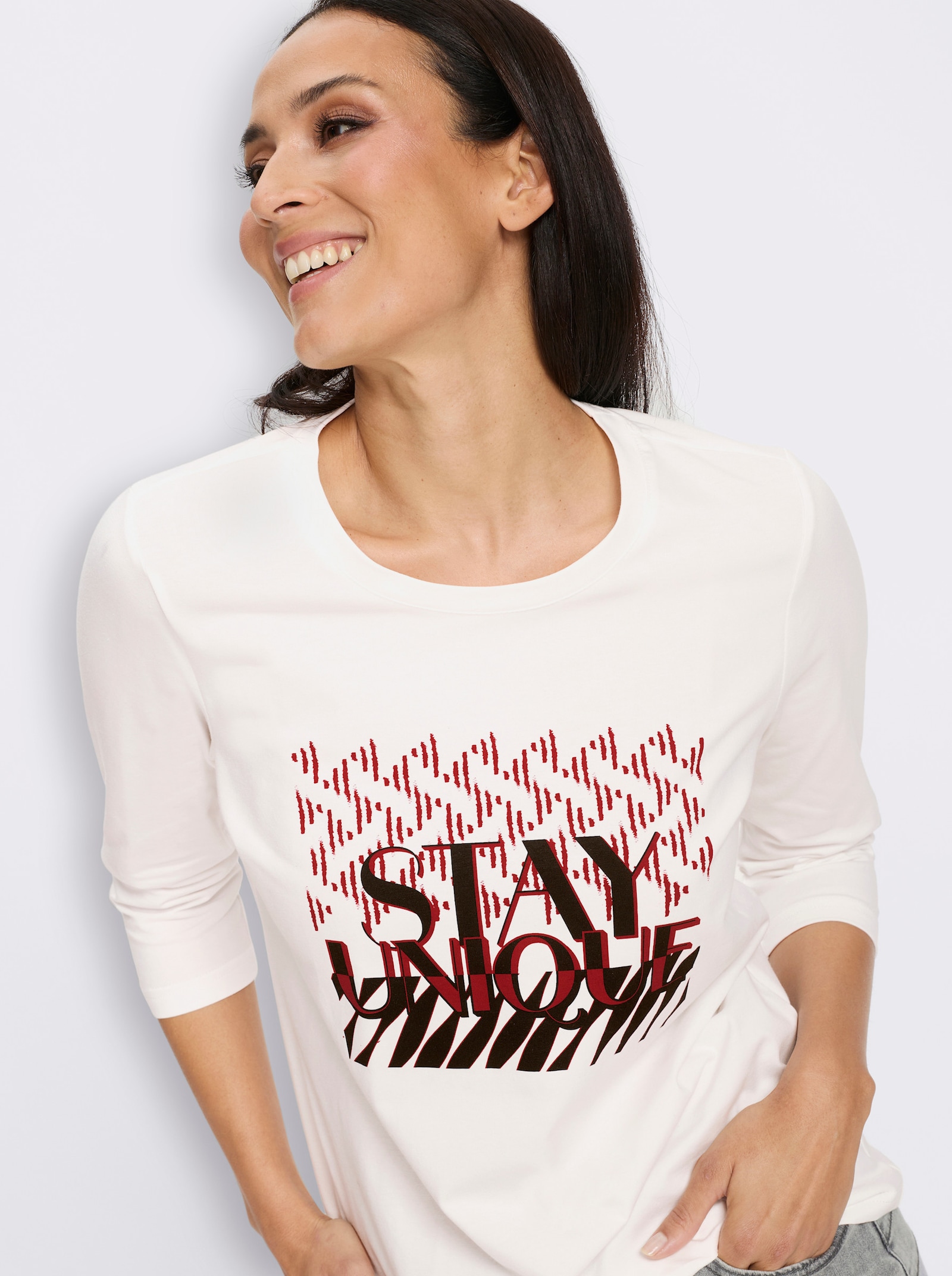 heine 3/4-Arm-Shirt mit Lettering-Print - ecru