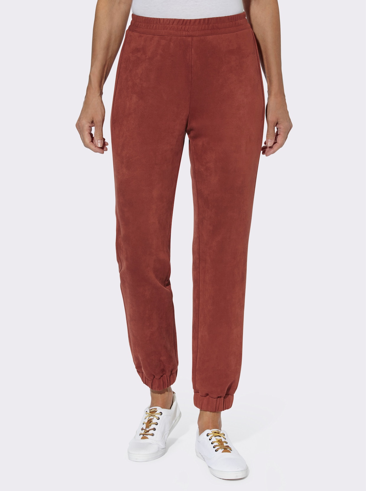 Pohodlné kalhoty - červenohnědá
