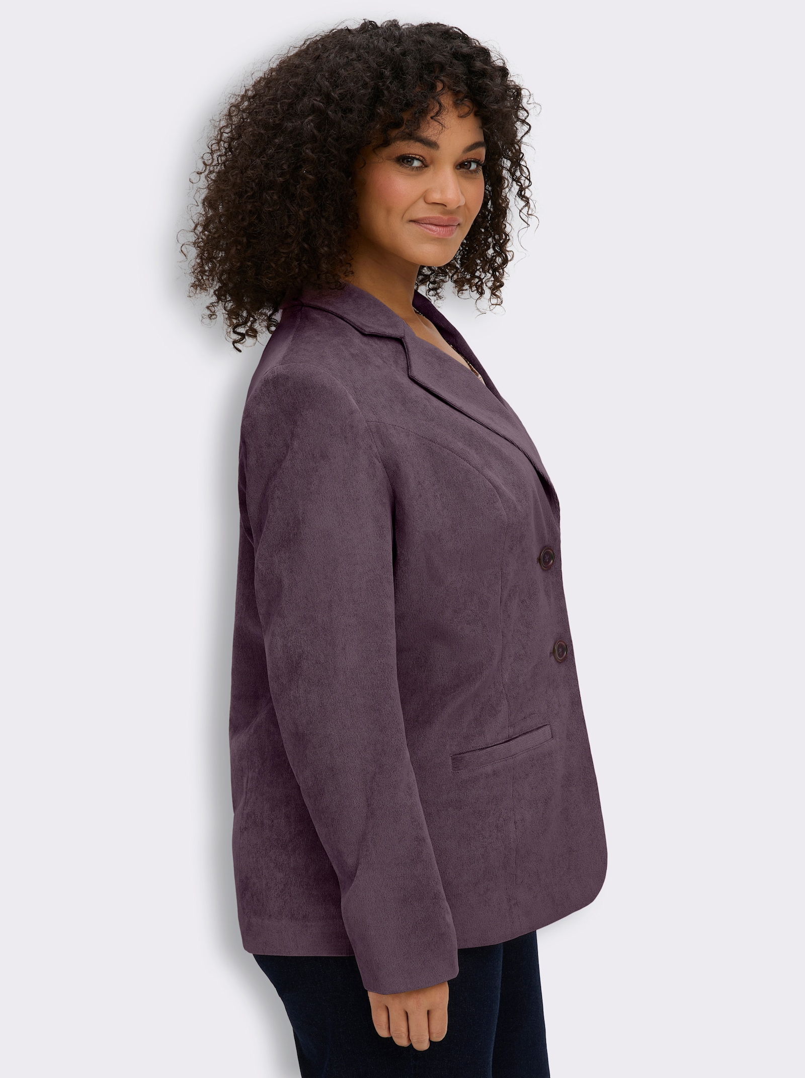 sheego Cordblazer in taillierter Form - aubergine