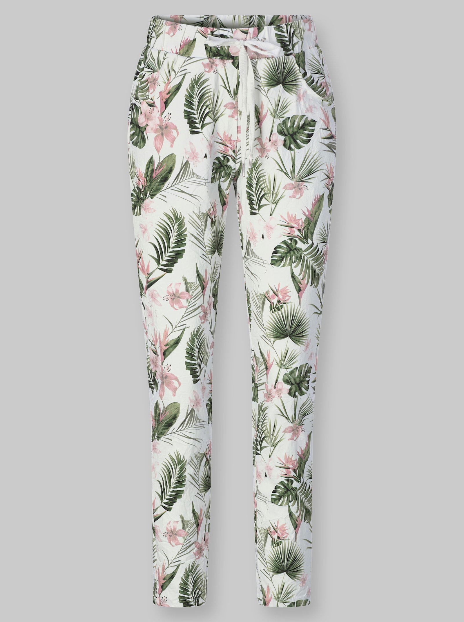 heine Druckhose in Schlupfform - ecru-khaki-bedruckt
