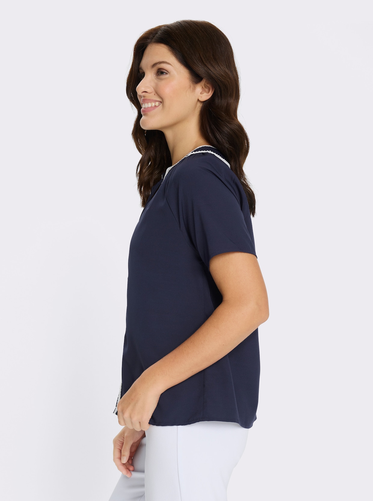 Schlupfbluse mit Raglanärmeln - marine