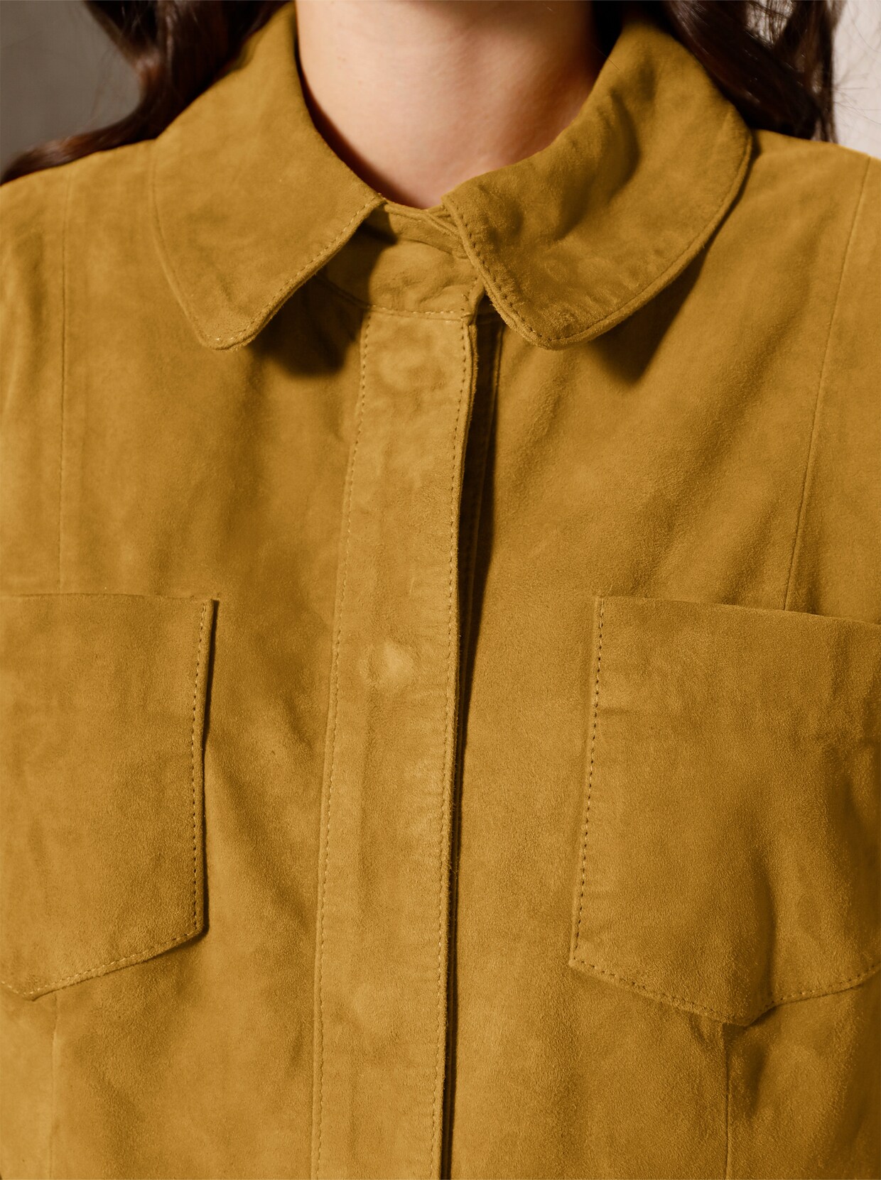 Creation L Premium Ziegenvelours-Lederblazer - ocker