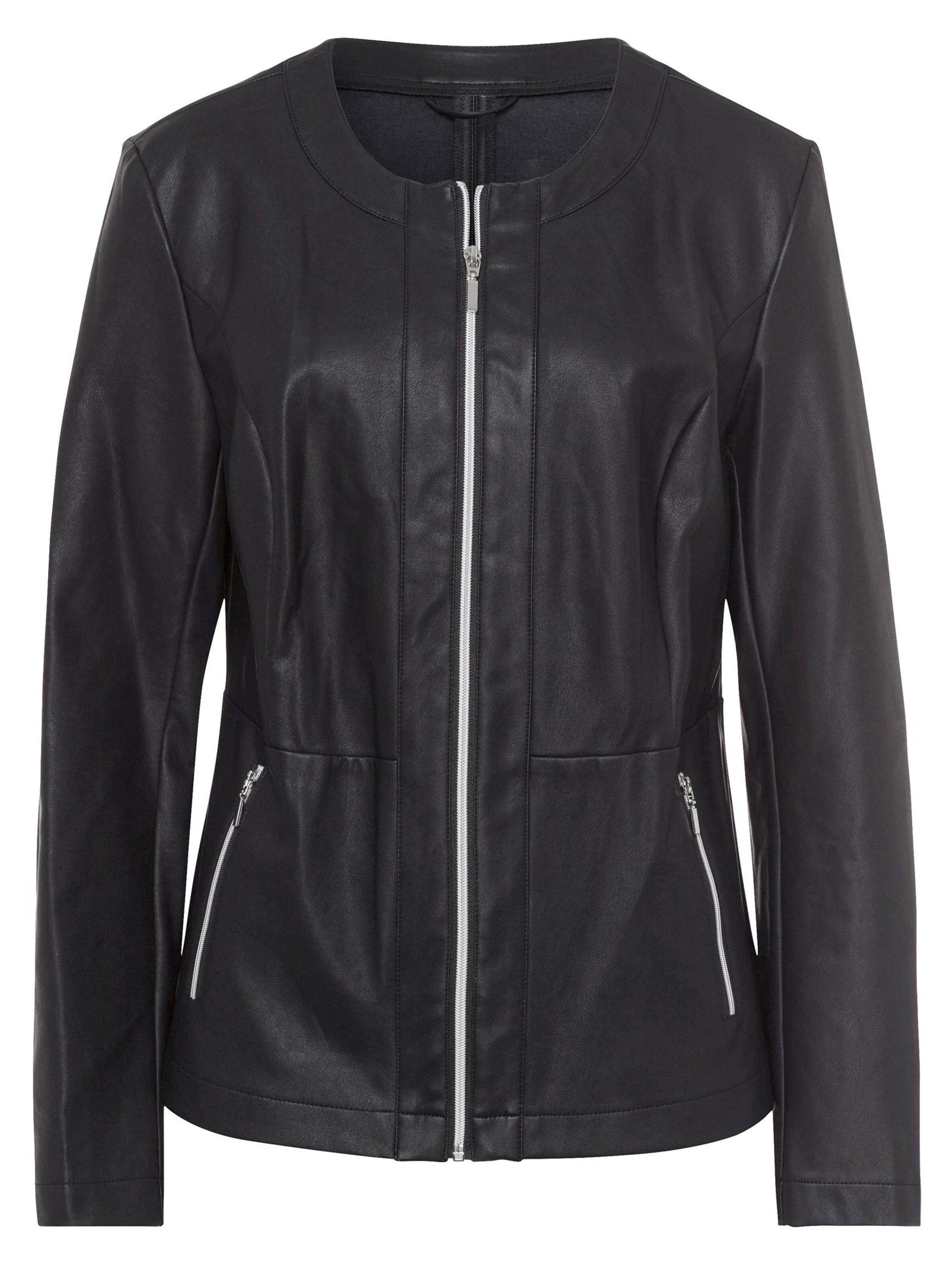 Lederimitat-Jacke - schwarz
