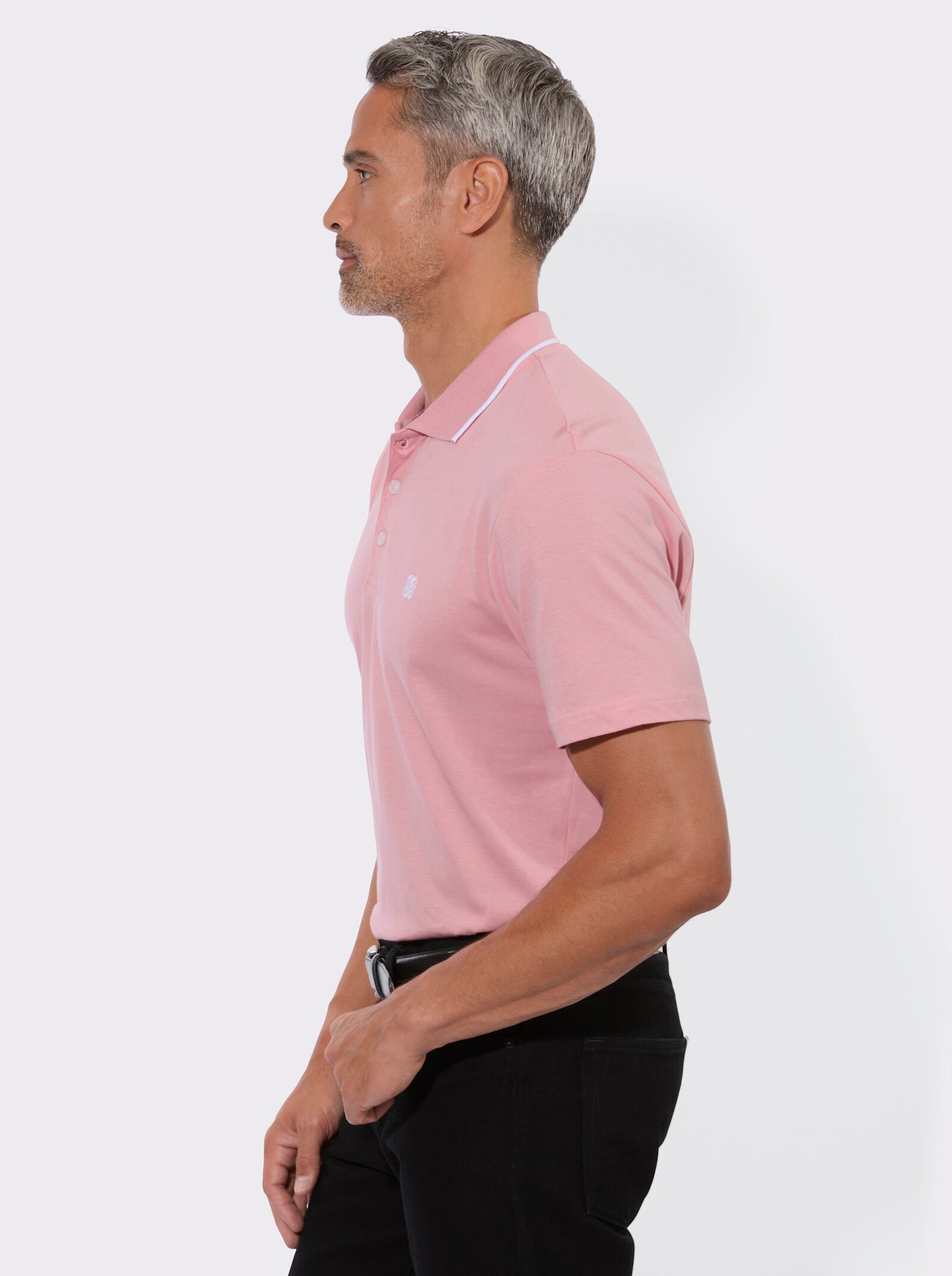 Poloshirt mit Kontrast-Details - rosenquarz