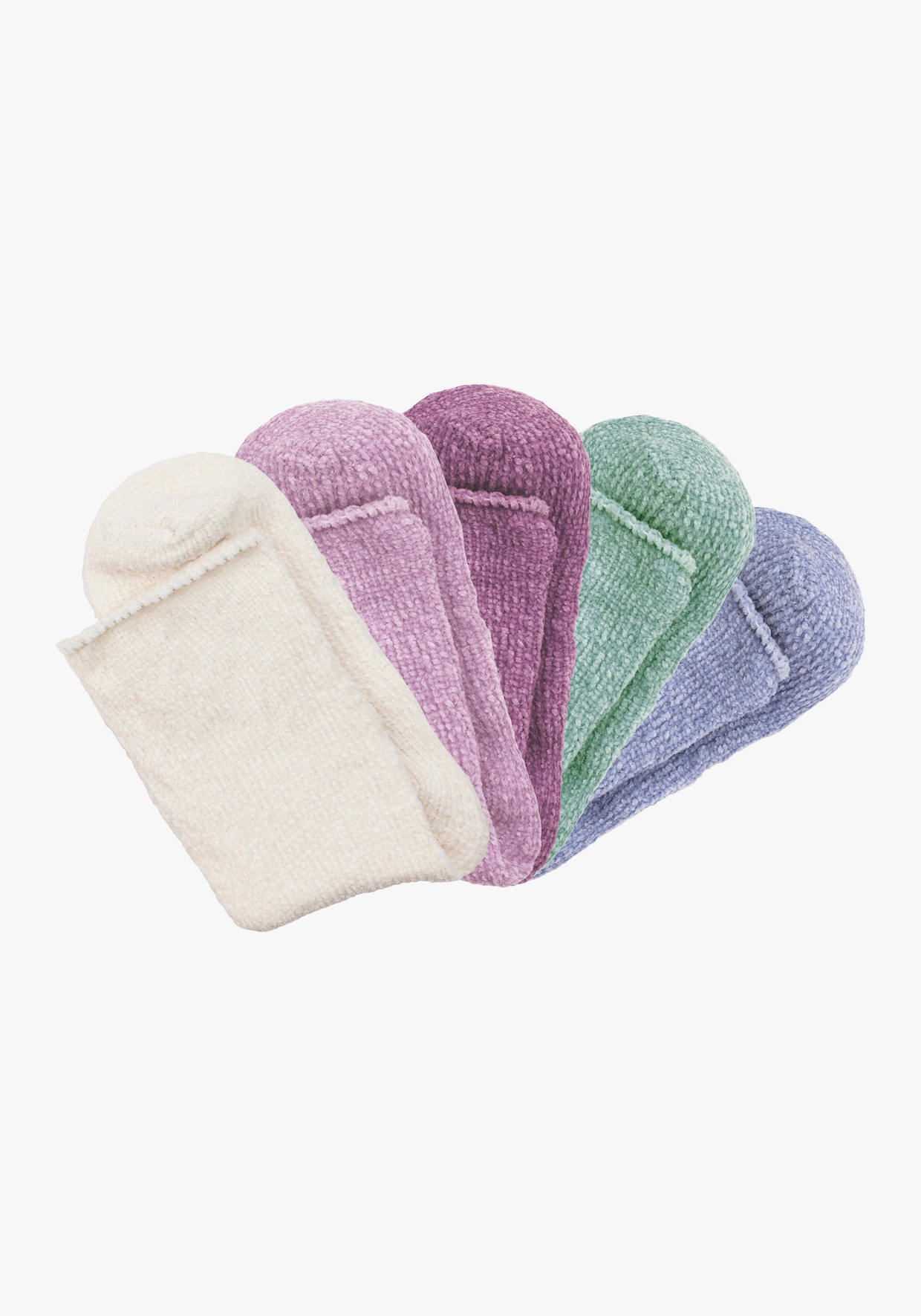 Lavana Kuschelsocken - 1x ecru, 1x rose, 1x altrosa, 1x mint, 1x blau