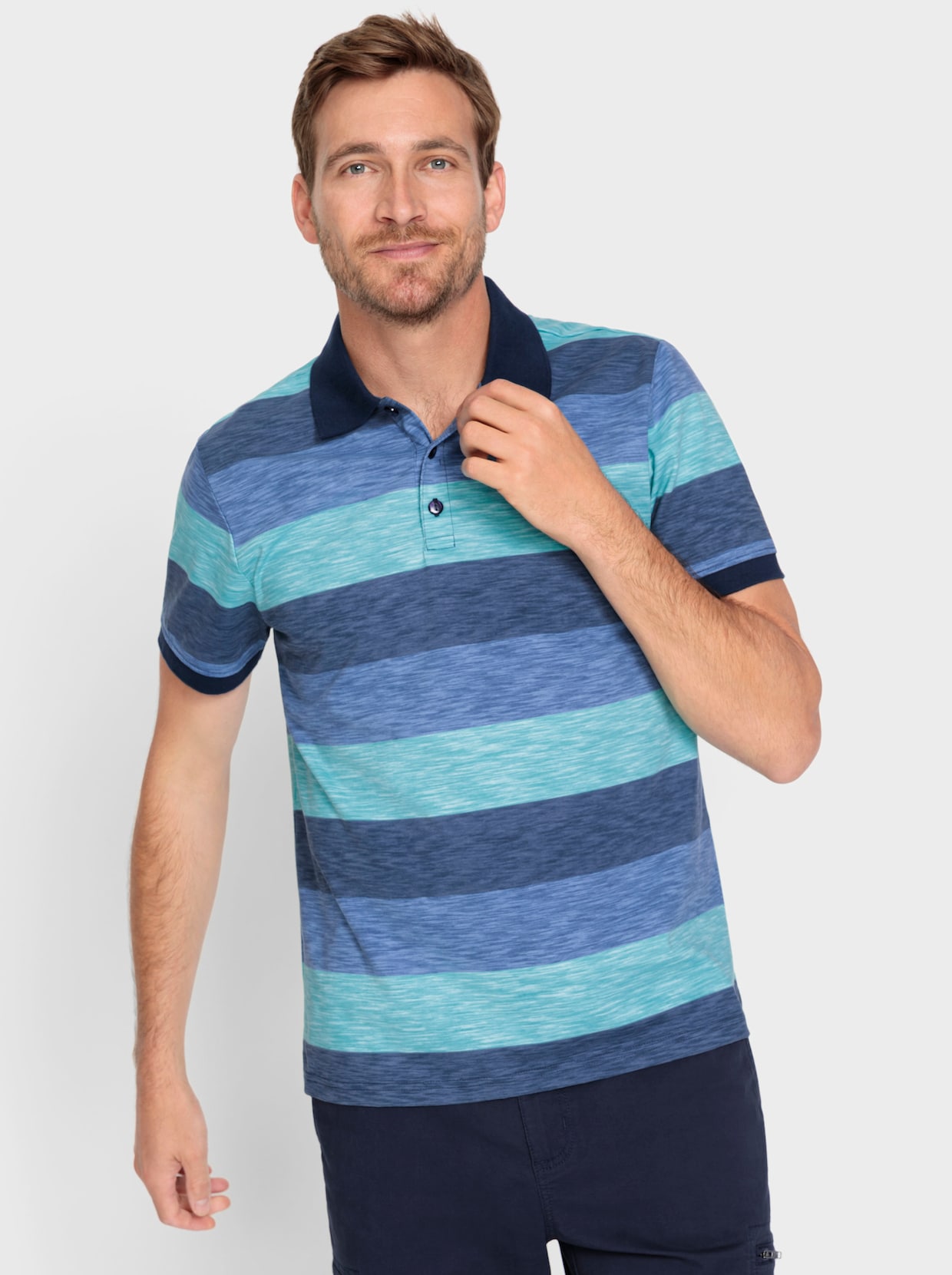 Catamaran Poloshirt met korte mouwen - donkerblauw gestreept