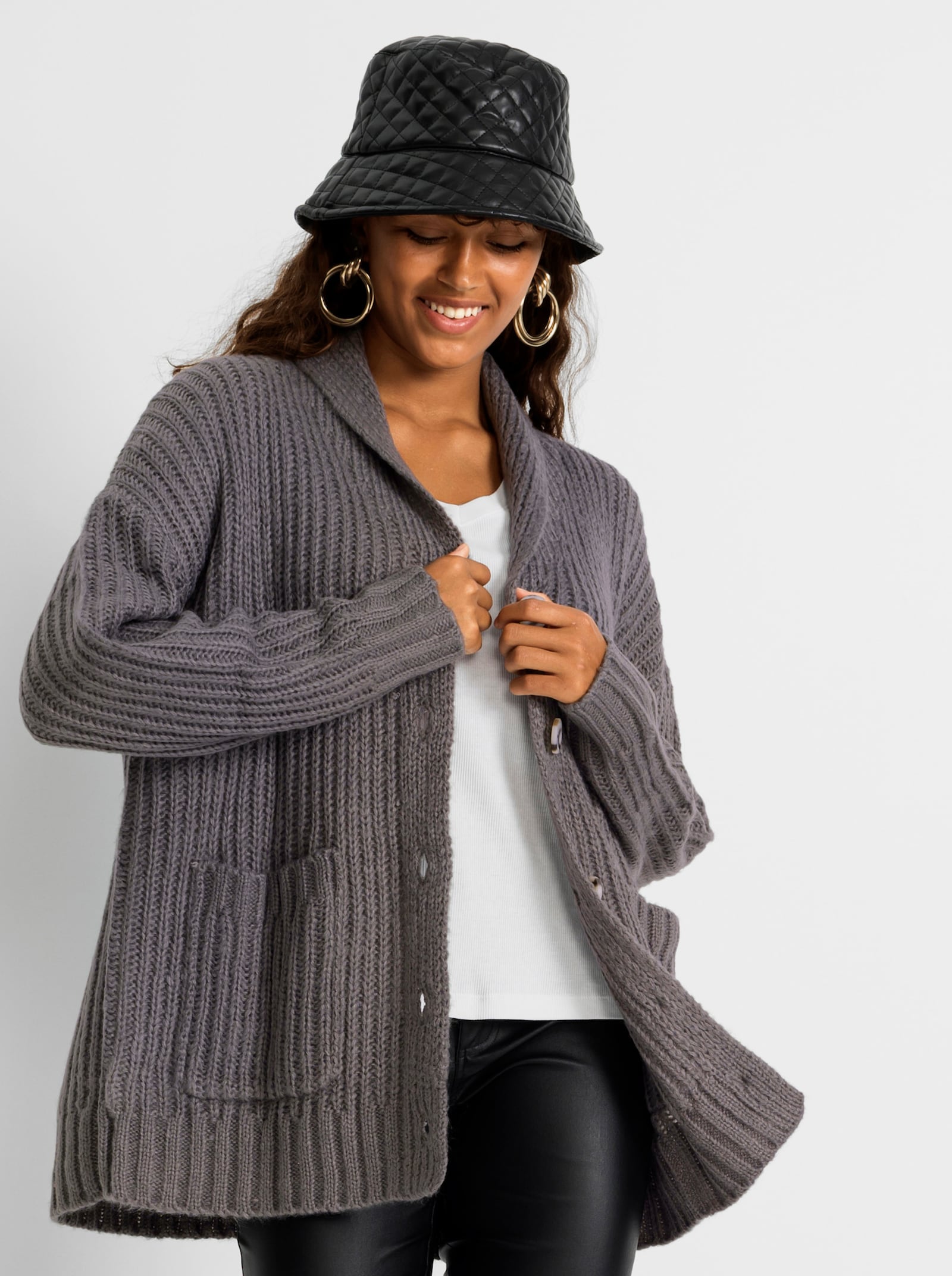 Vest in T-model - steengrijs/gemêleerd