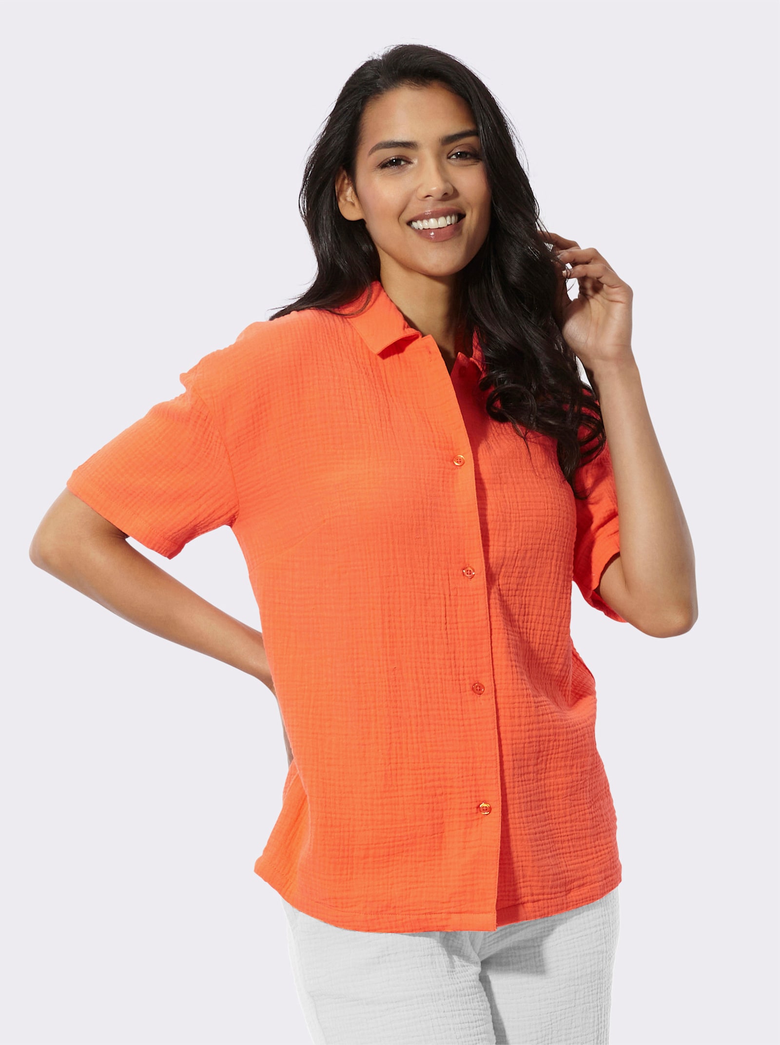 Strandblouse van mousseline - oranje