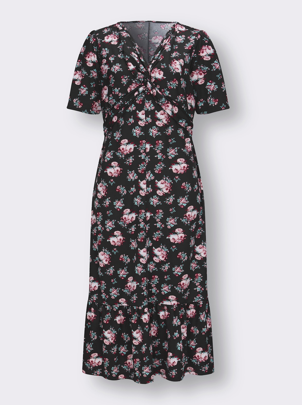 Úpletové šaty - Čierno-hortenziová vzorovaná