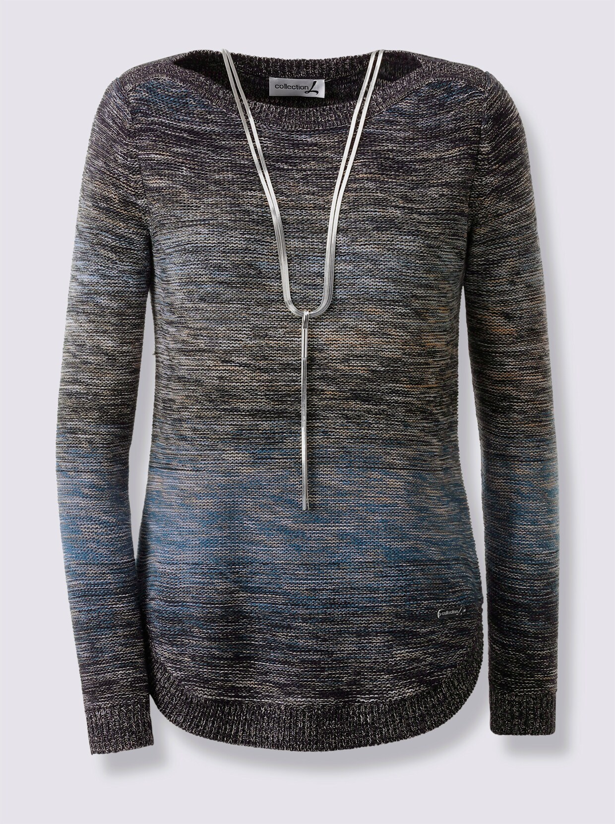 Langarm-Pullover - marine-jeansblau-meliert