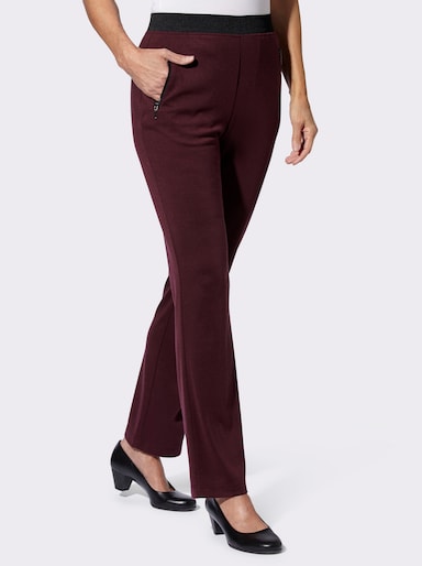 Jerseyhose mit Rundum-Dehnbund - burgund + burgund-schwarz-kariert