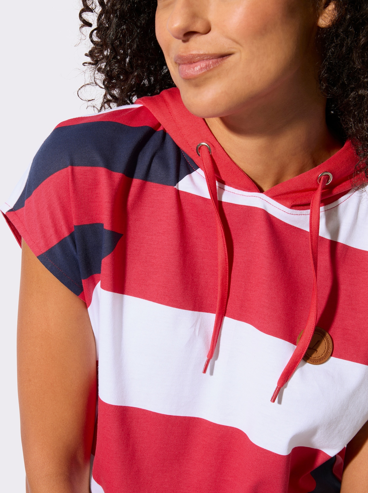 Kapuzenshirt - erdbeere-weiß-gemustert