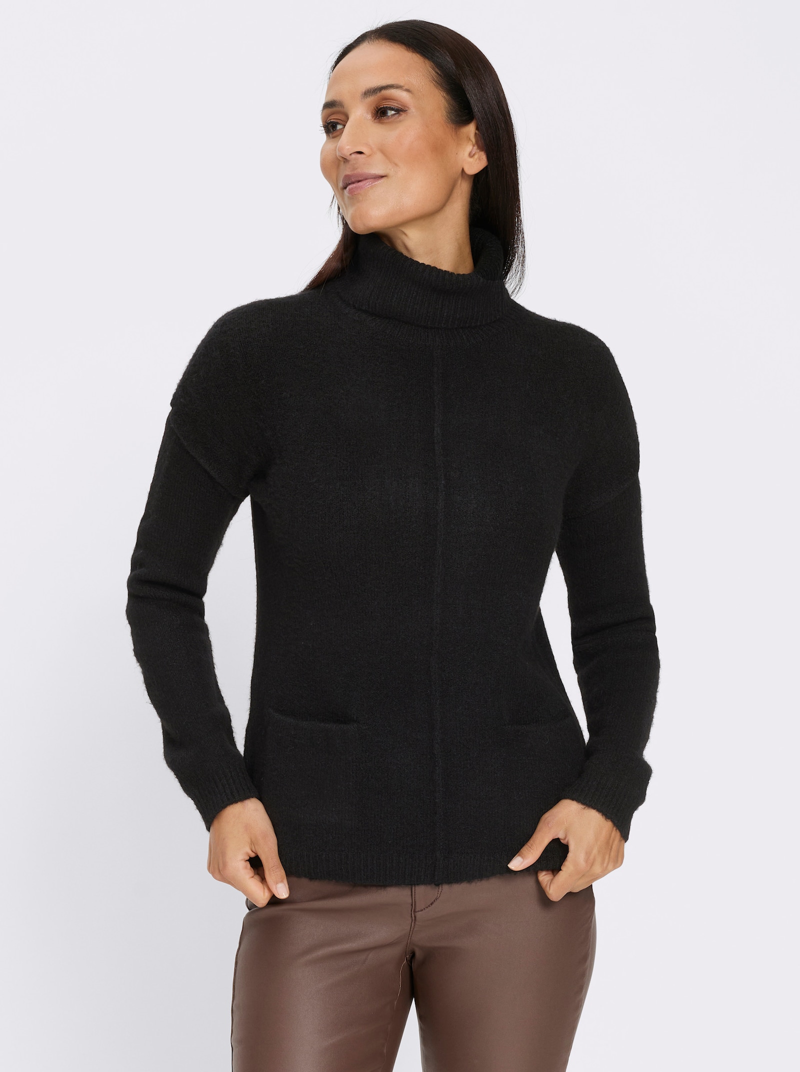 heine Rollkragenpullover mit eingearbeiteten Taschen - schwarz